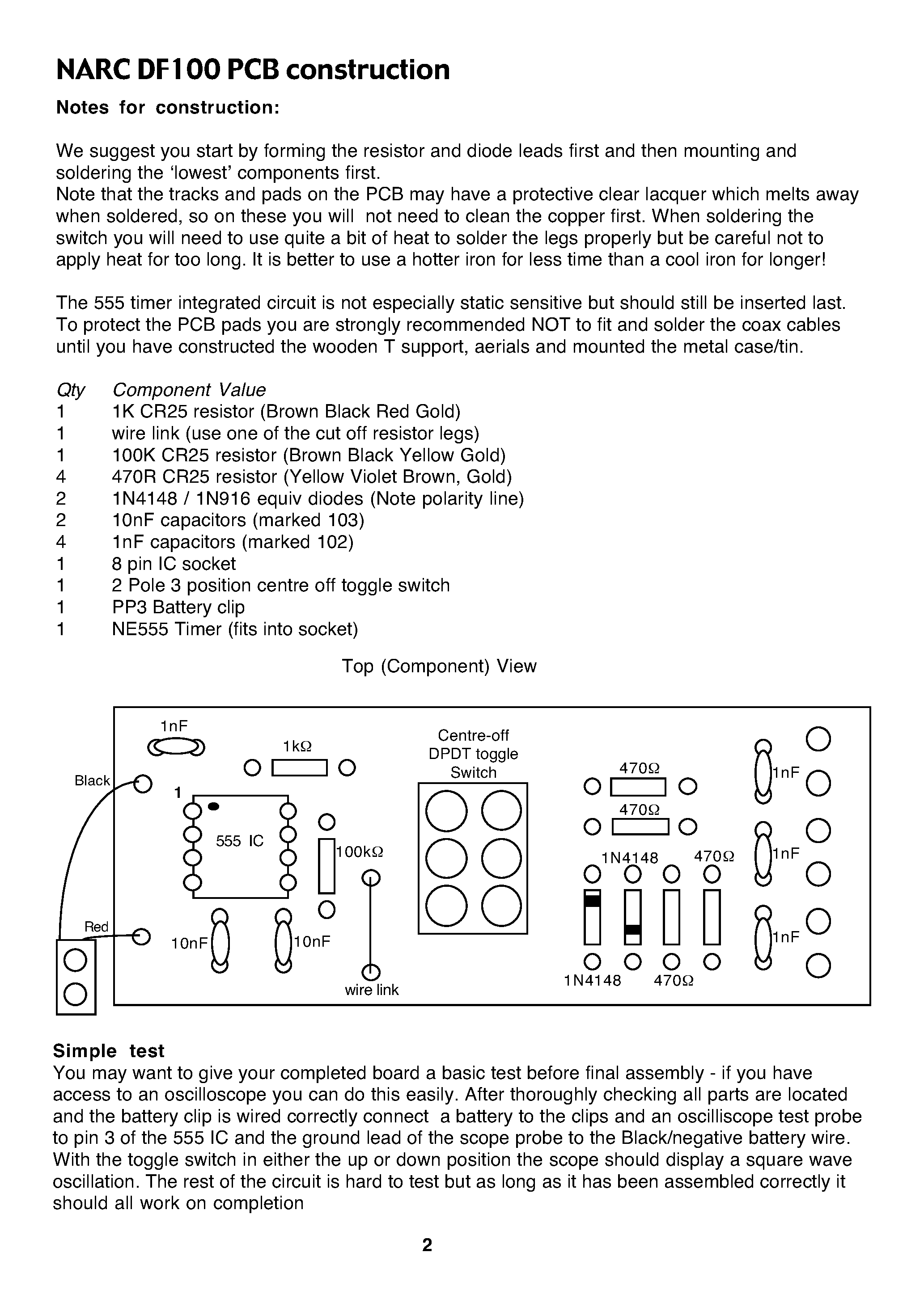 Datasheet DF100 - Norfolk Amateur Radio Club DF100 direction finder project for Foxhunting page 2