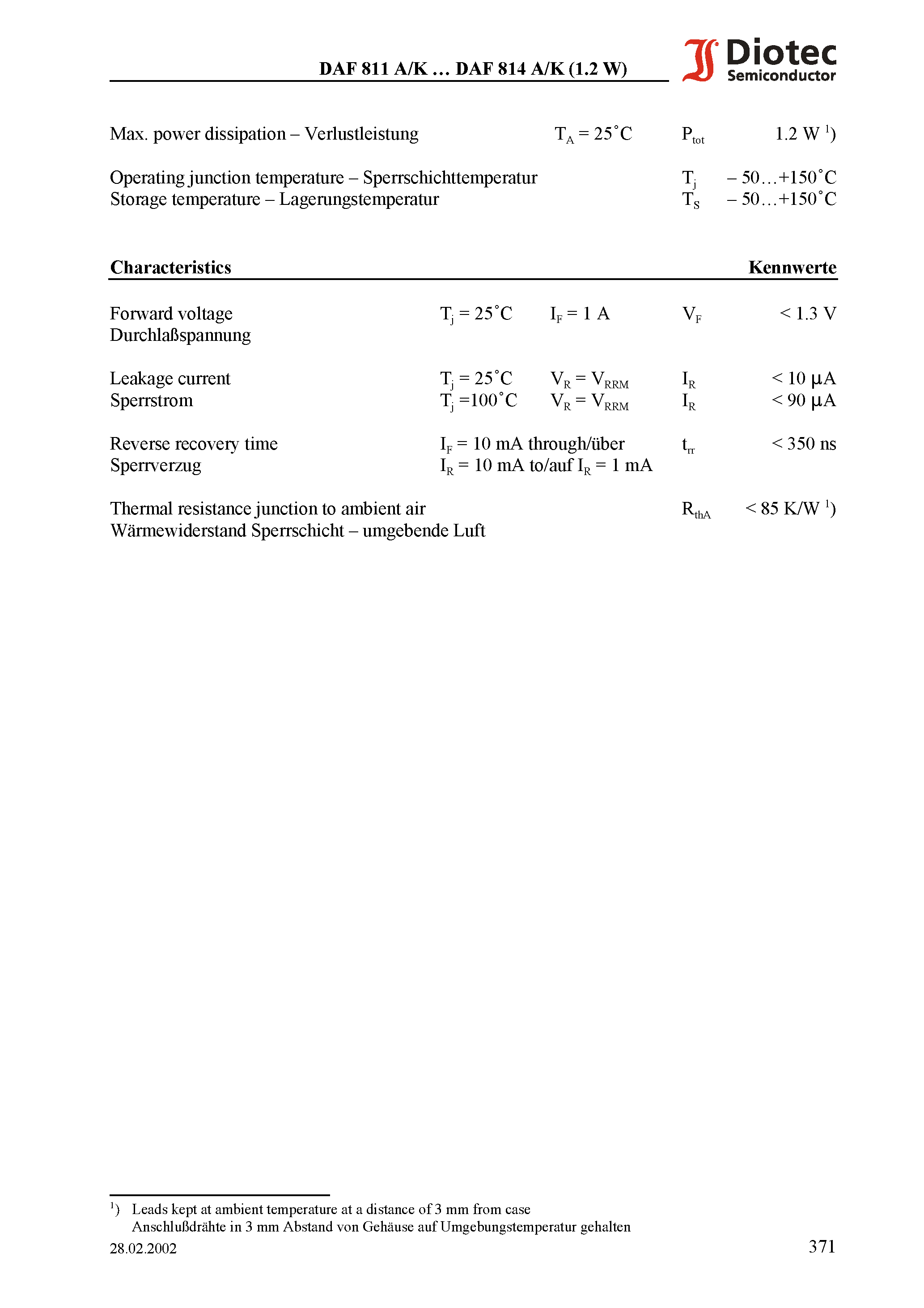 Datasheet DAF811K page 2 Datasheet DAF811K - Fast Switching Rectifier Arrays page 2
