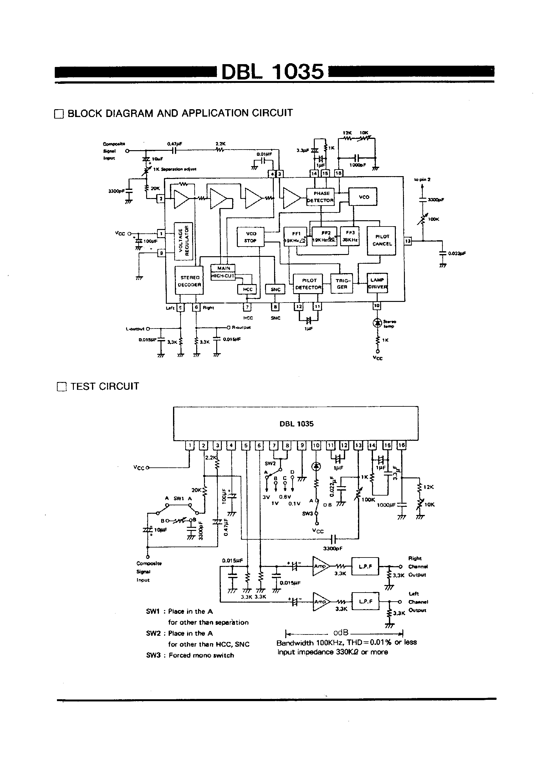 Даташит DBL1035 - PLL FM STEREO MULTIPLEX страница 2