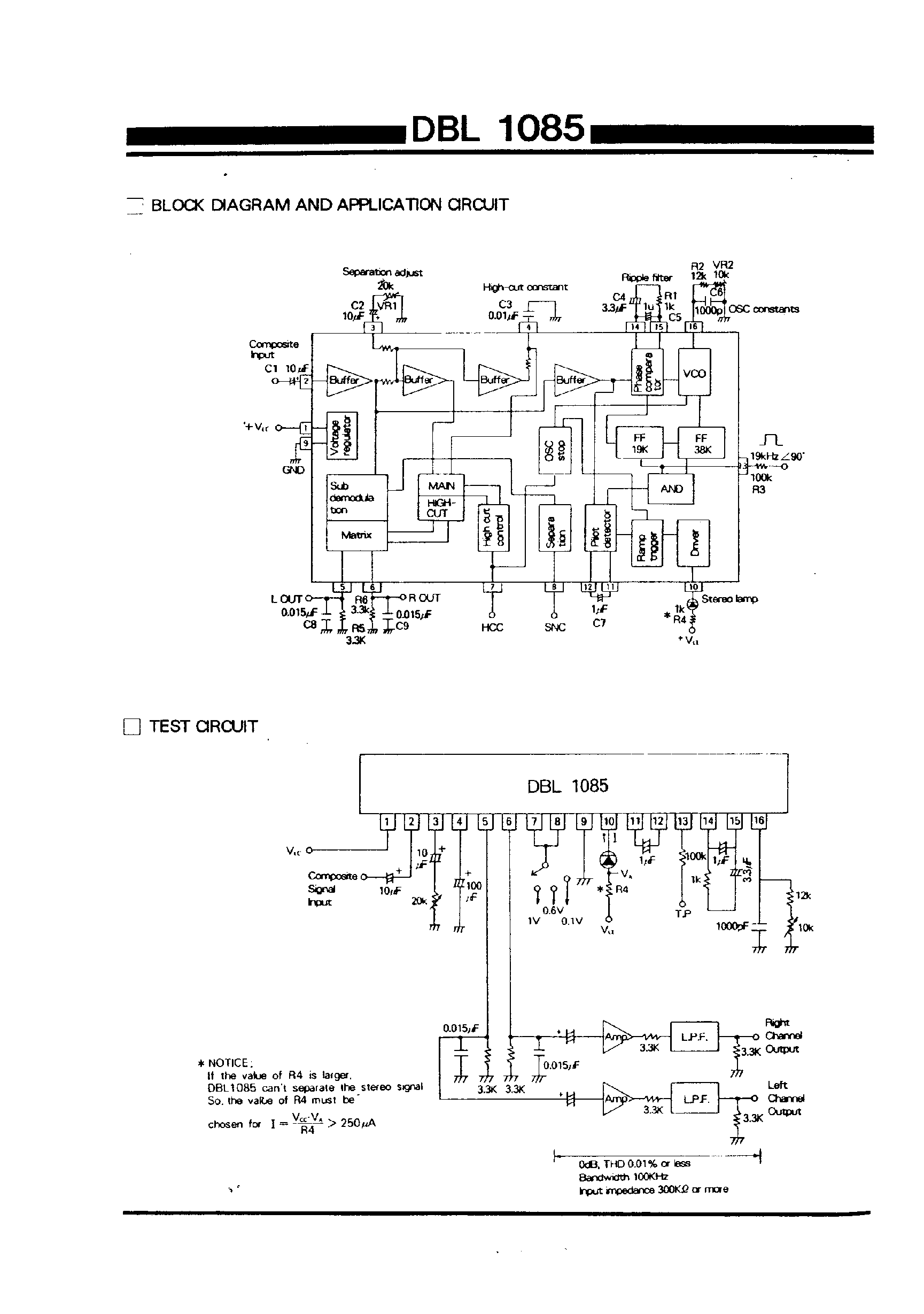 Даташит DBL1085 - PLL FM STEREO MULTIPLEX страница 2