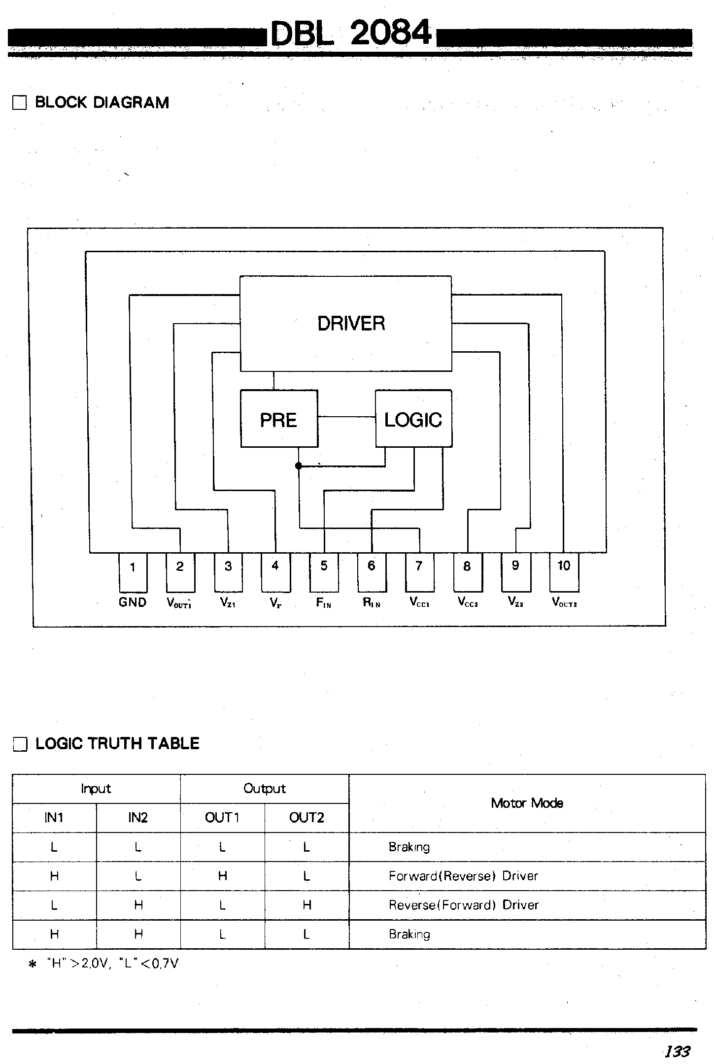 Даташит DBL2084 - 1-MOTOR DRIVER FOR VTR страница 2