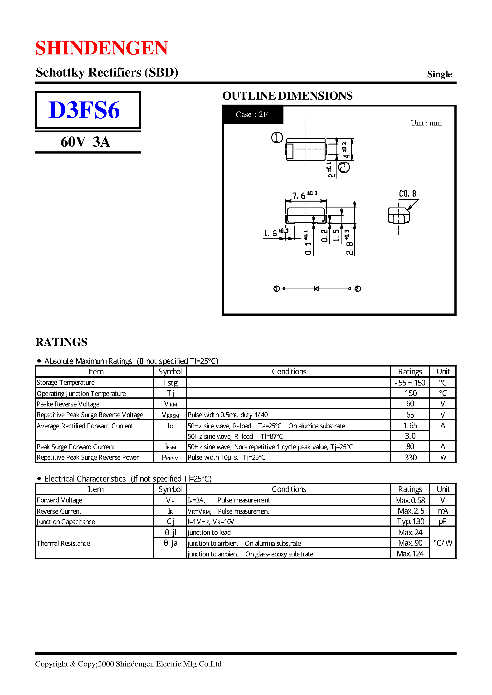 Datasheet D3FS6 page 1 Datasheet D3FS6 - Schottky Rectifiers (SBD) (60V 3A) page 1