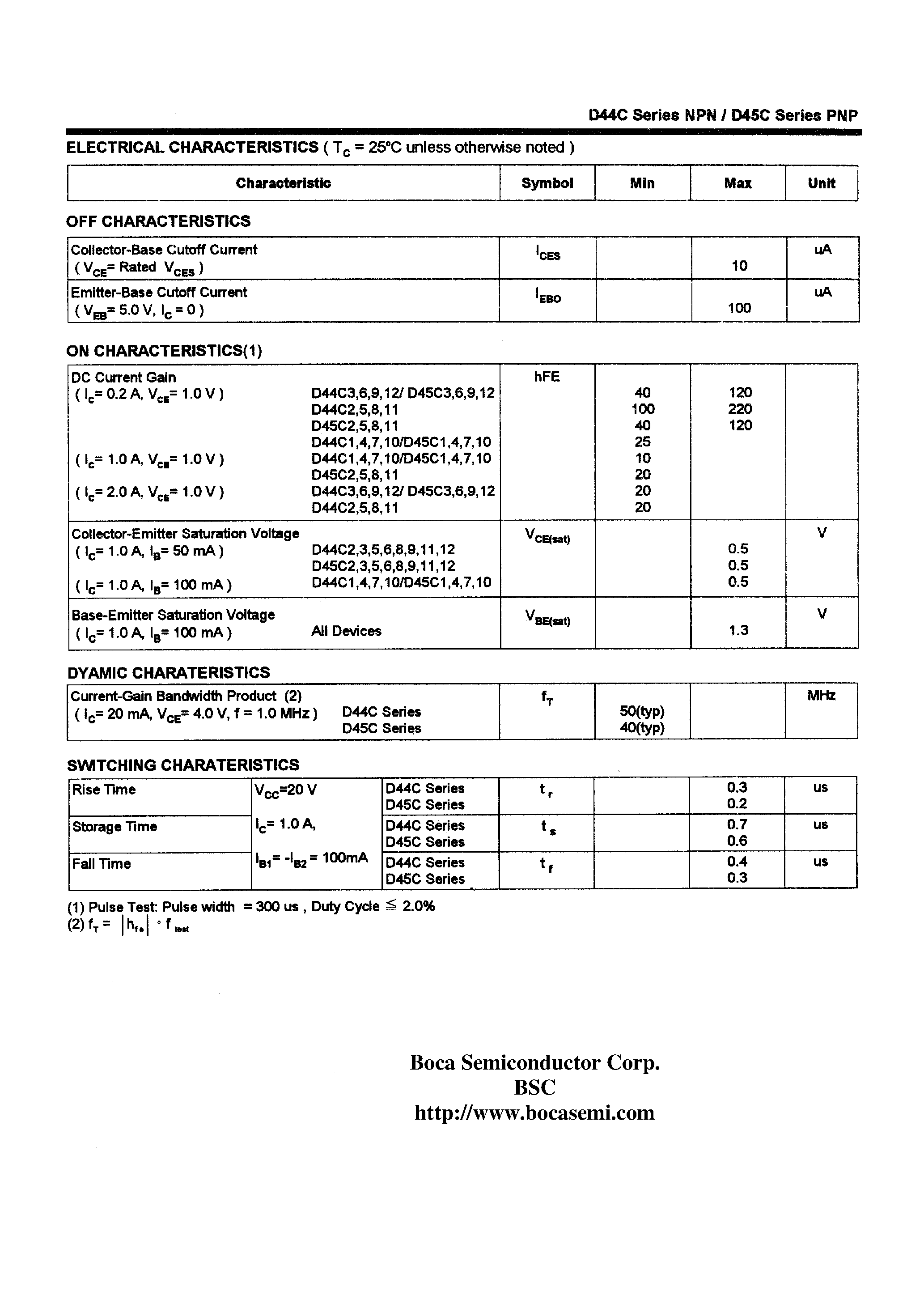 Datasheet D44C6 - COMPLEMENTARY SILICON POWER TRANSISTORS page 2