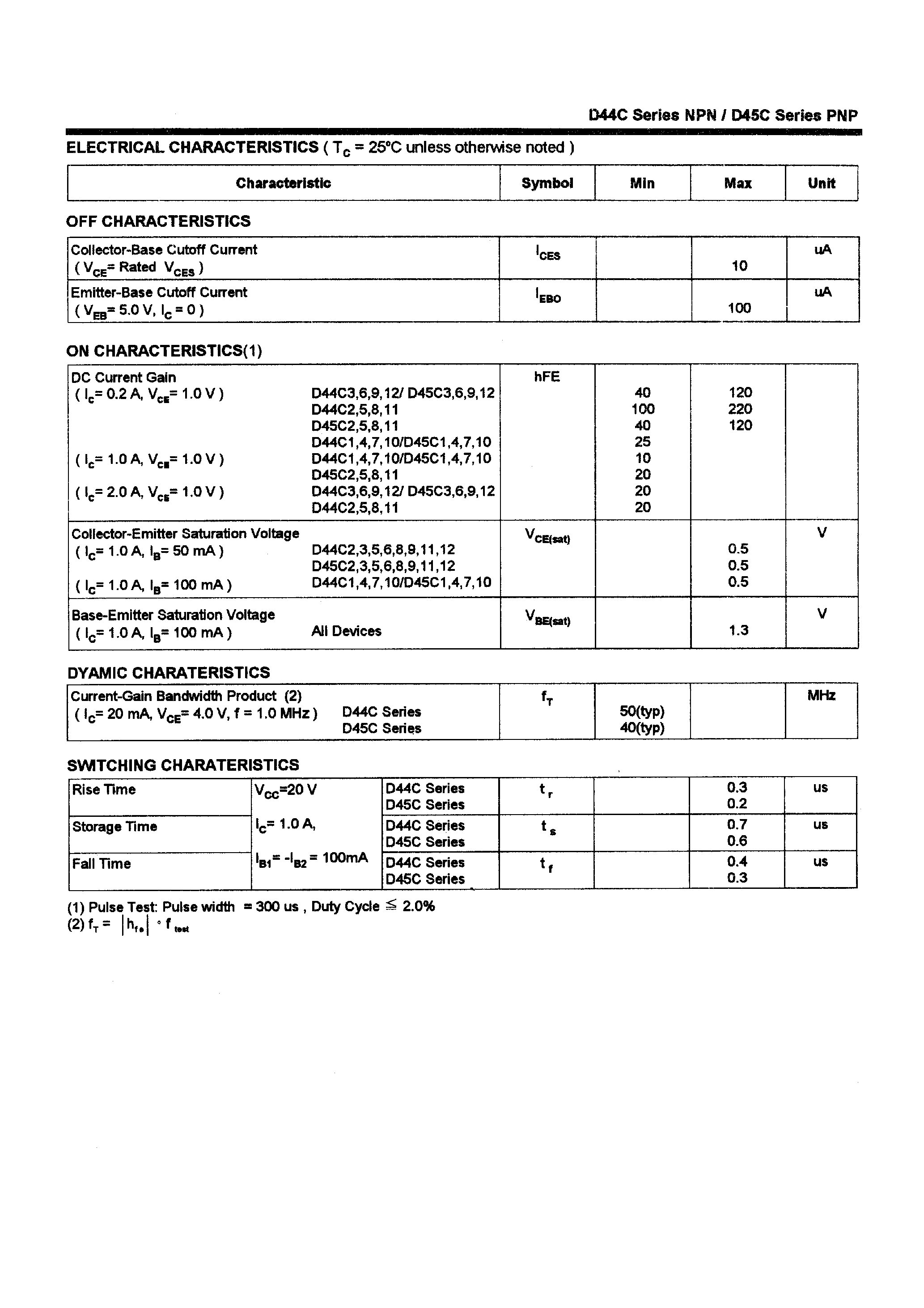 Даташит D45C6 - POWER TRANSISTORS(4A/30-80V/30W) страница 2