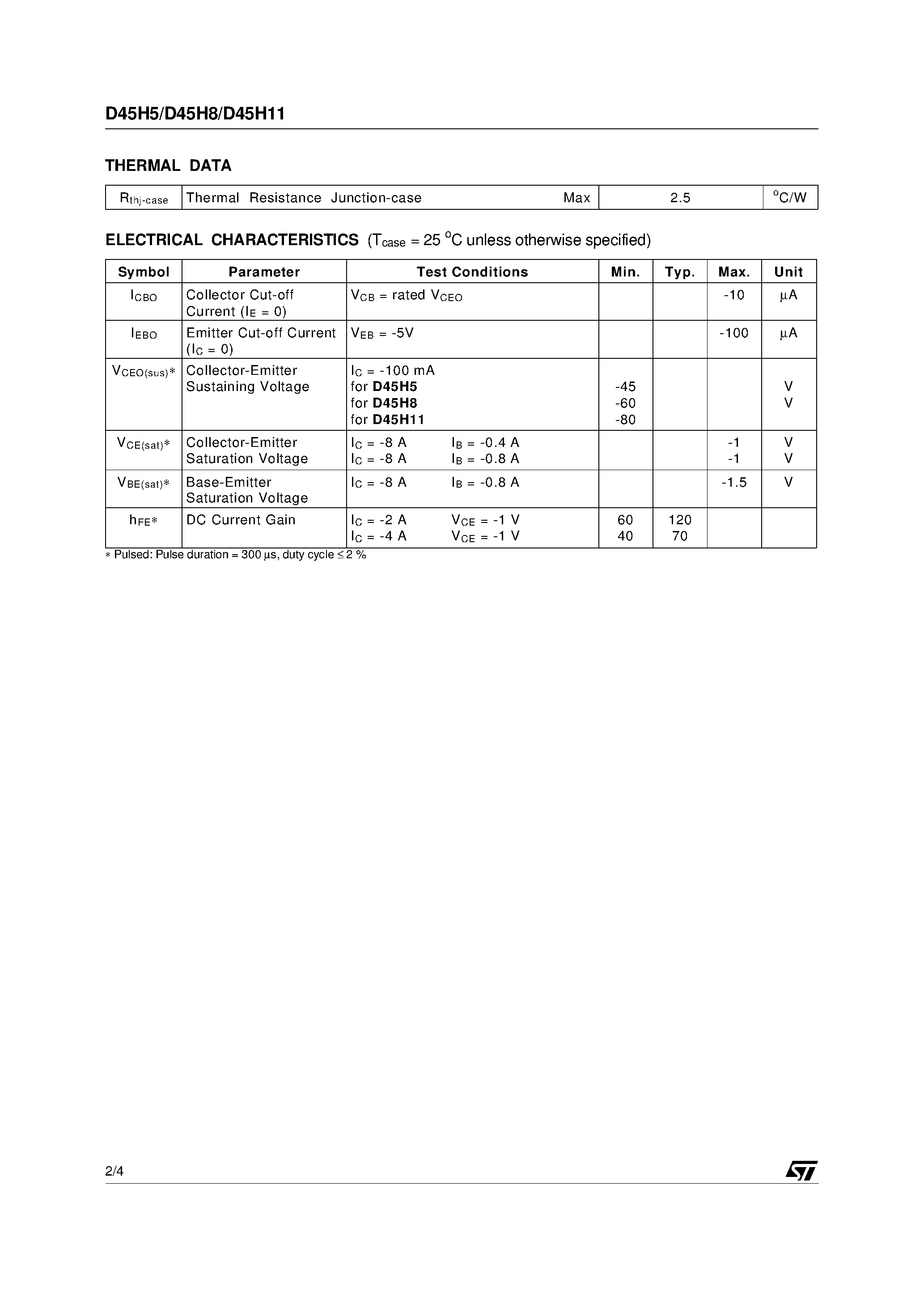 Даташит D45H11 - PNP SILICON POWER TRANSISTORS страница 2