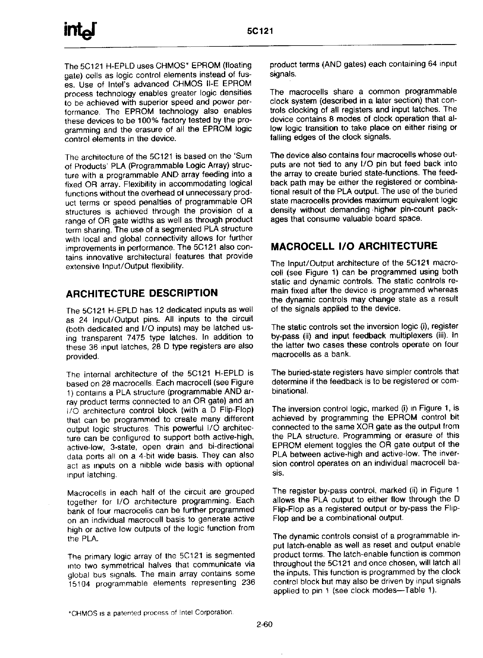 Datasheet D5C121-55 page 2 Datasheet D5C121-55 - 1200 GATE CHMOS H-SERIES ERASABLE PROGRAMMABLE LOGIC DEVICE page 2