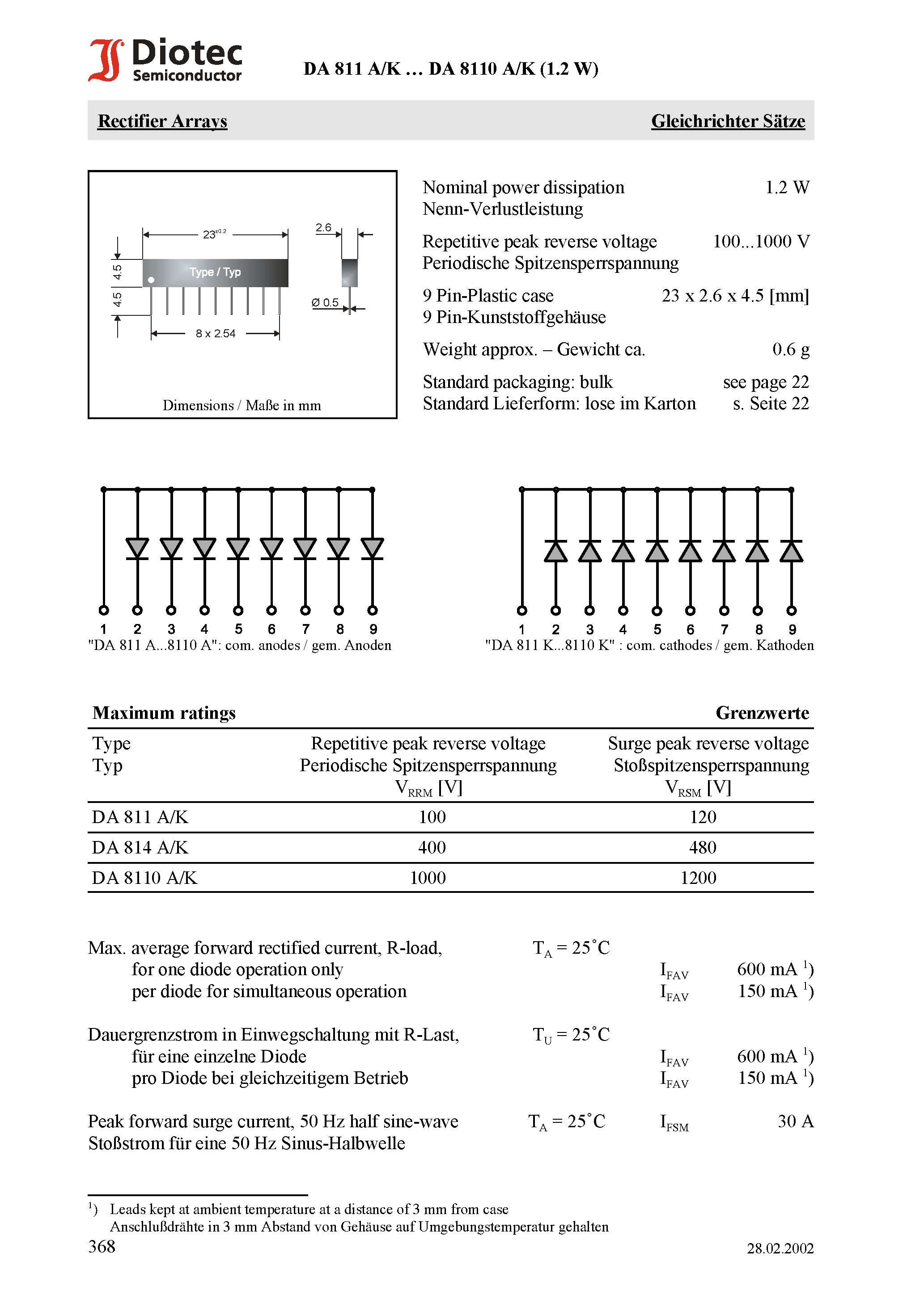 Datasheet DA811K - Rectifier Arrays page 1