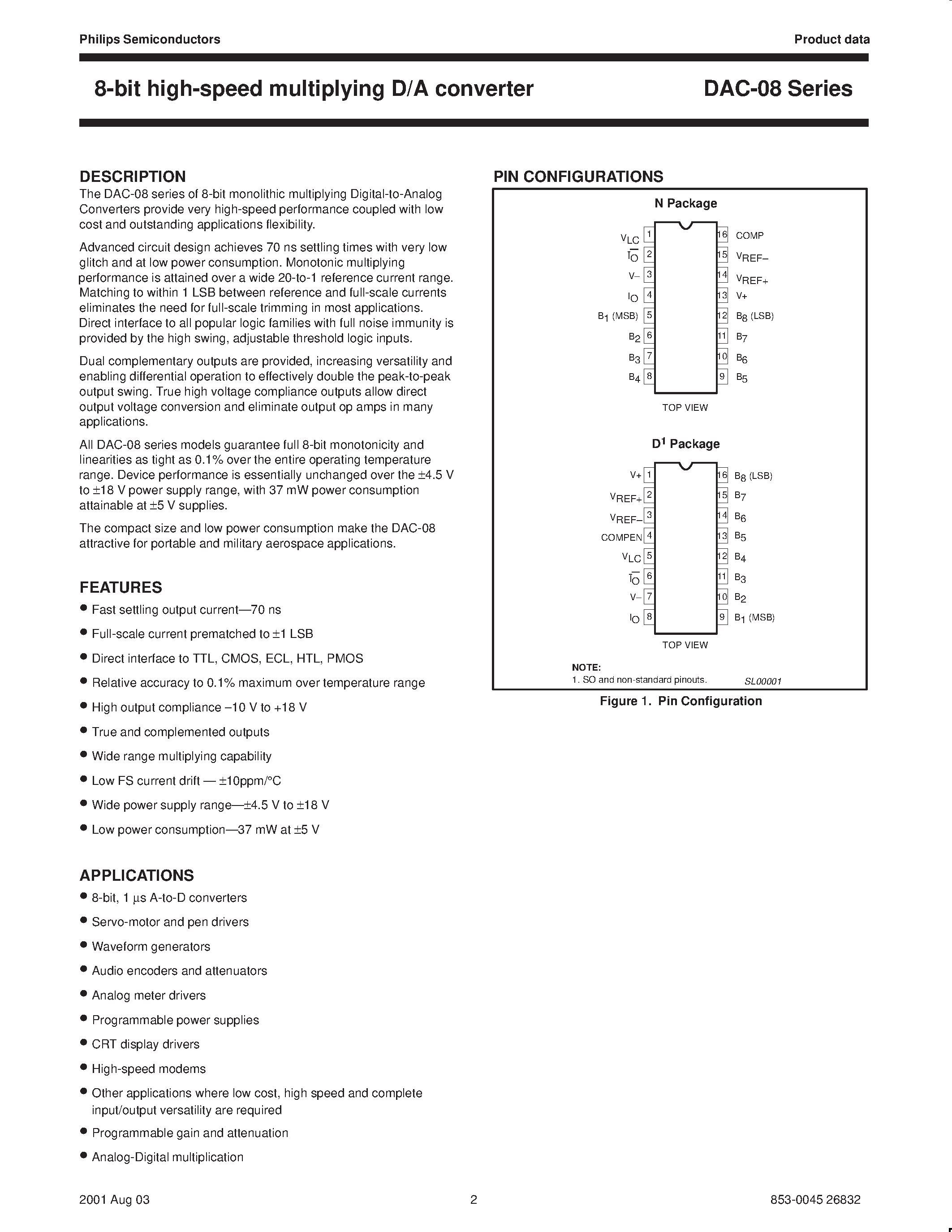 Datasheet DAC-08EN page 2 Datasheet DAC-08EN - 8-bit high-speed multiplying D/A converter page 2