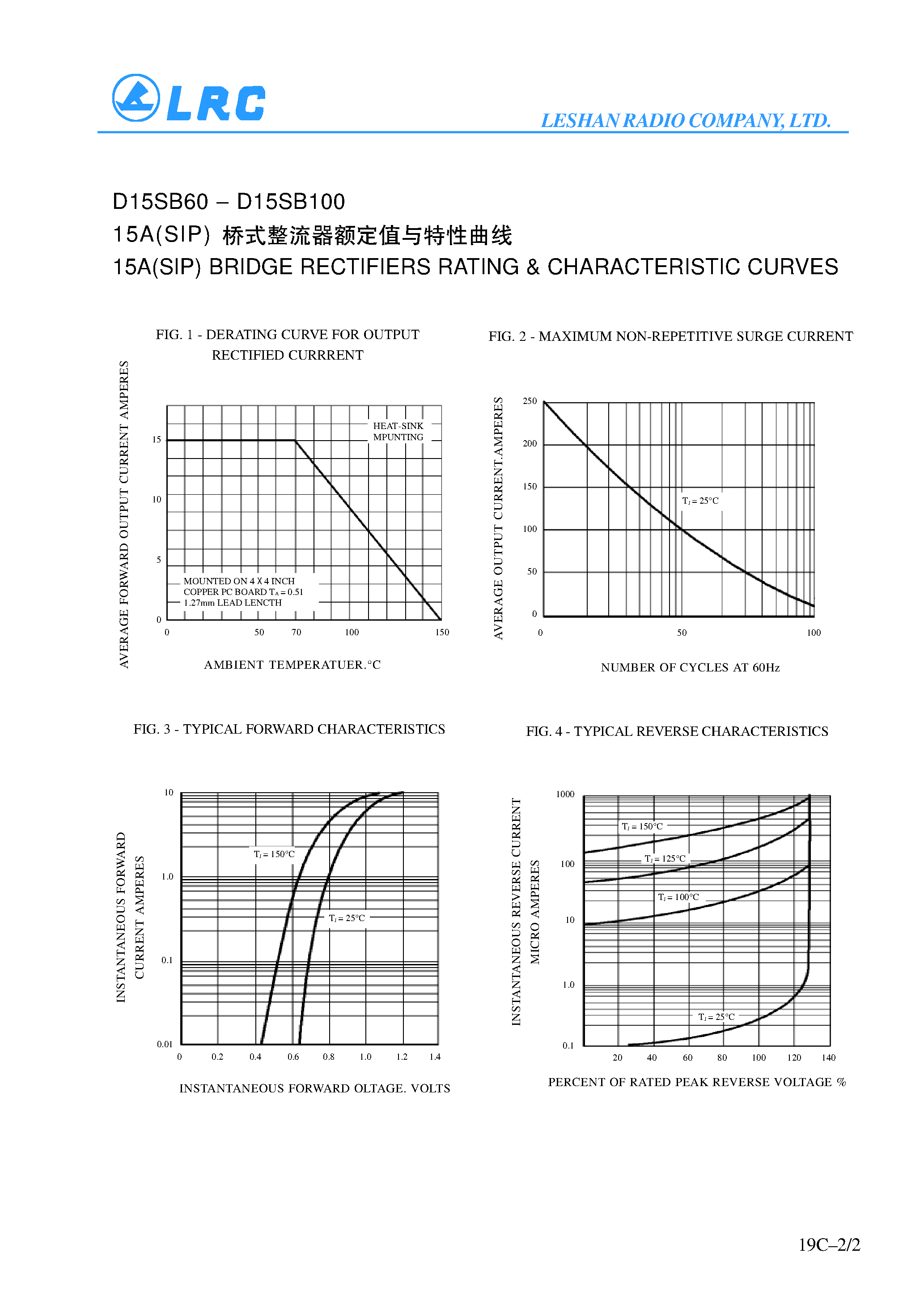 Datasheet D15SB40 page 2 Datasheet D15SB40 - SINGLE PHASE GLASS PASSIVATED SIP BRIDGE RECTIFIER page 2