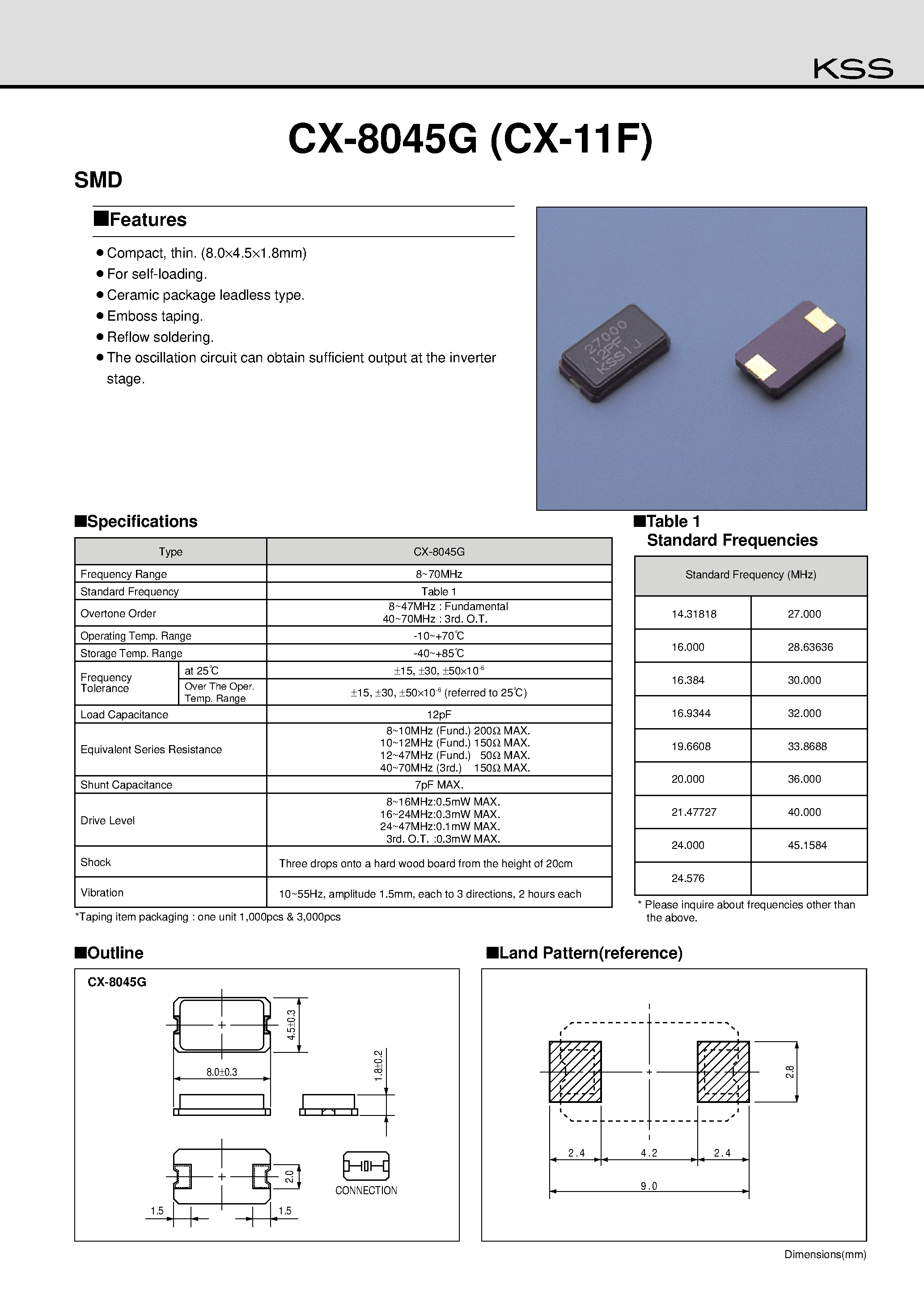 Даташит на микросхему CX-8045 страница 1 Даташит CX-8045 - Compact/ thin. (8.04.51.8mm) страница 1