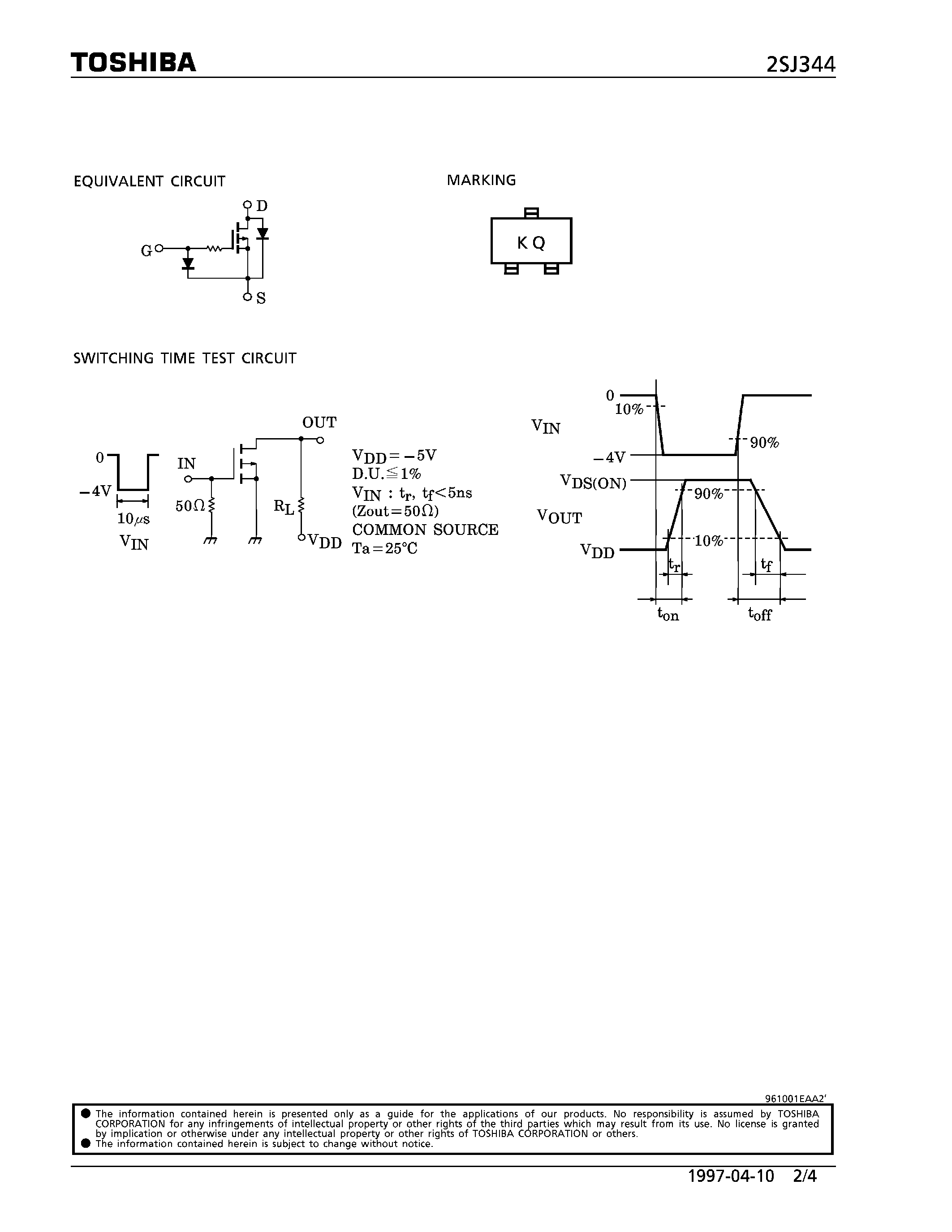 Datasheet 2SJ344 - P CHANNEL MOS TYPE (HIGH SPEED SWITCHING/ ANAROG SWITCH APPLICATIOS) page 2