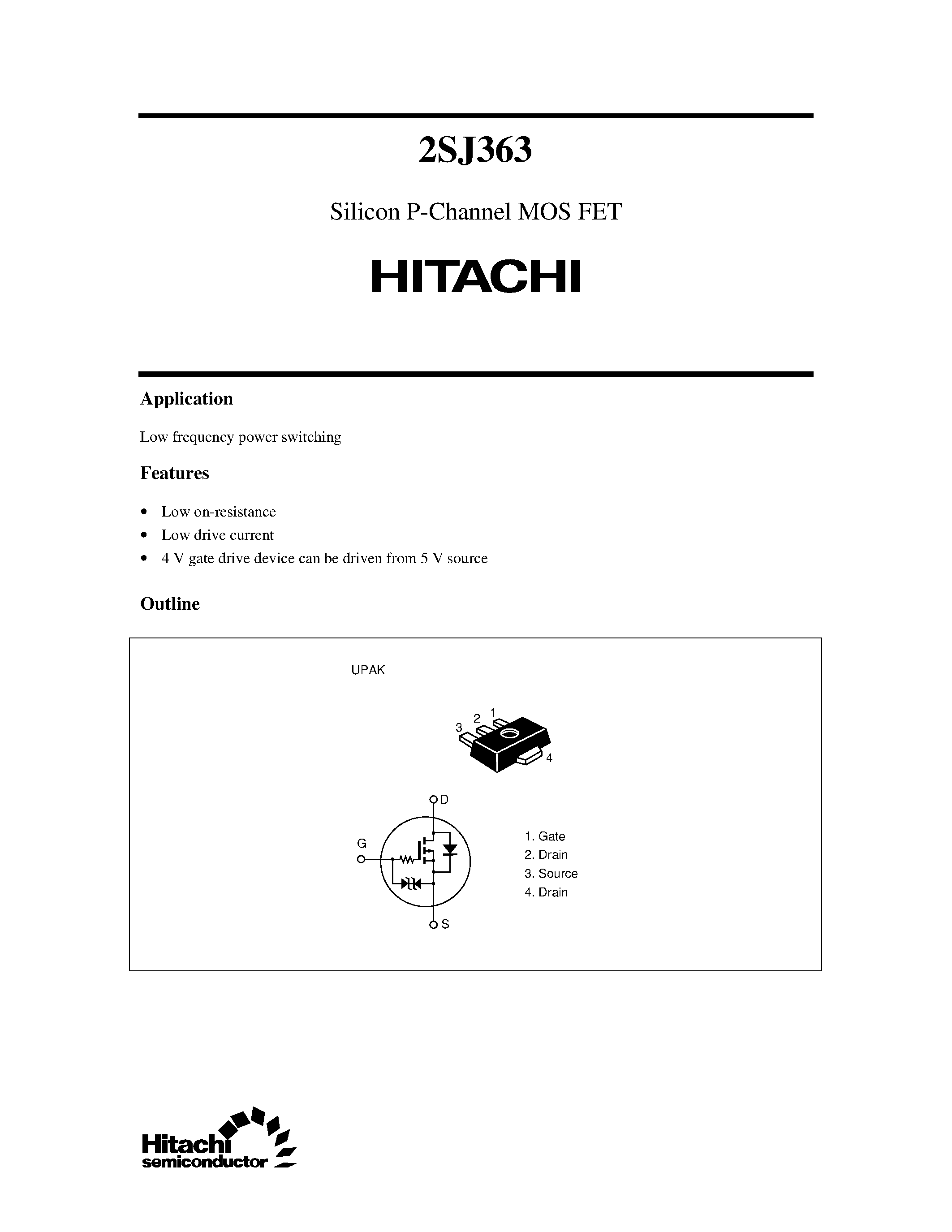 Datasheet 2SJ363 page 1 Datasheet 2SJ363 - Silicon P-Channel MOS FET page 1