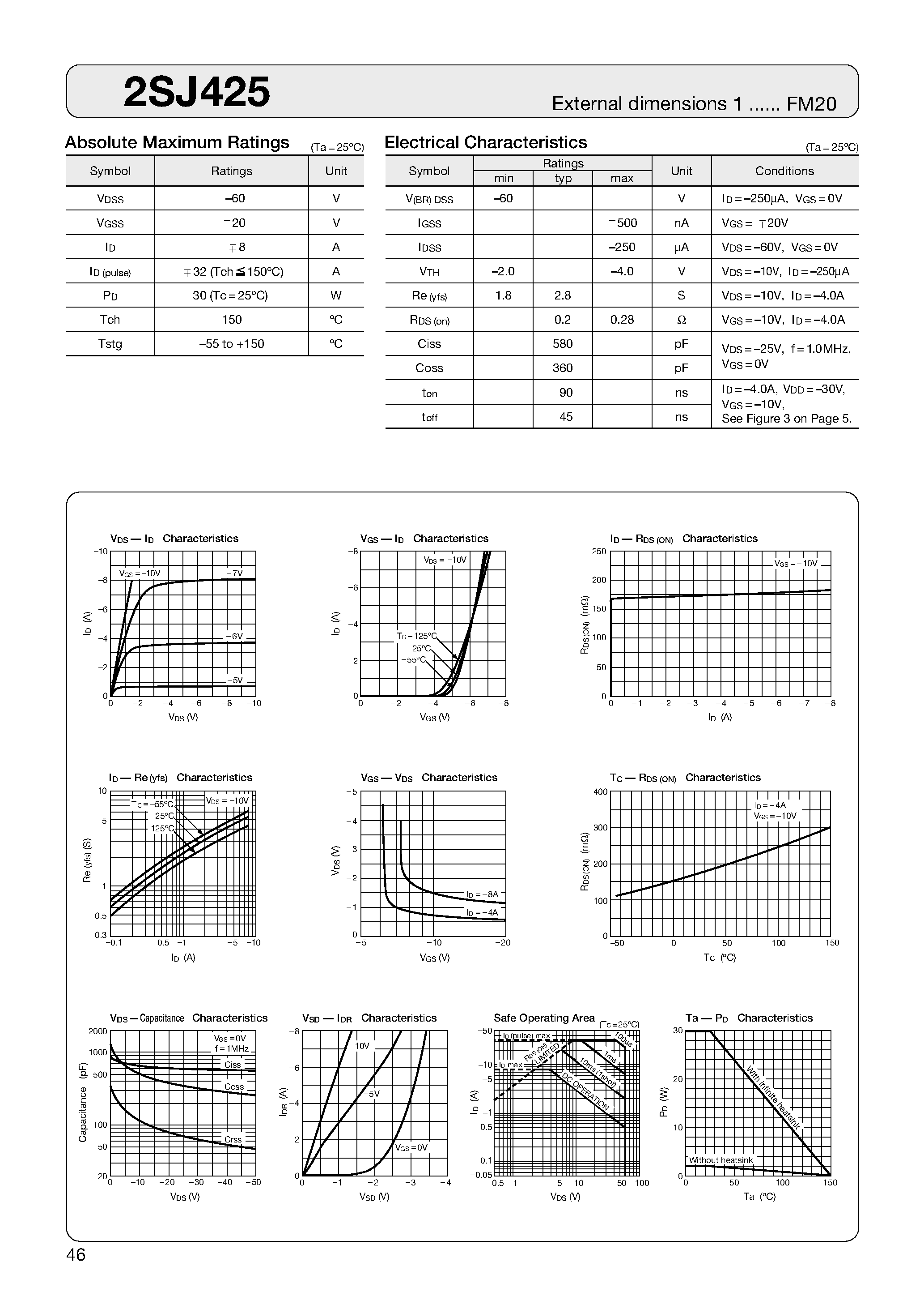 Datasheet 2SJ425 - MOSFET page 1