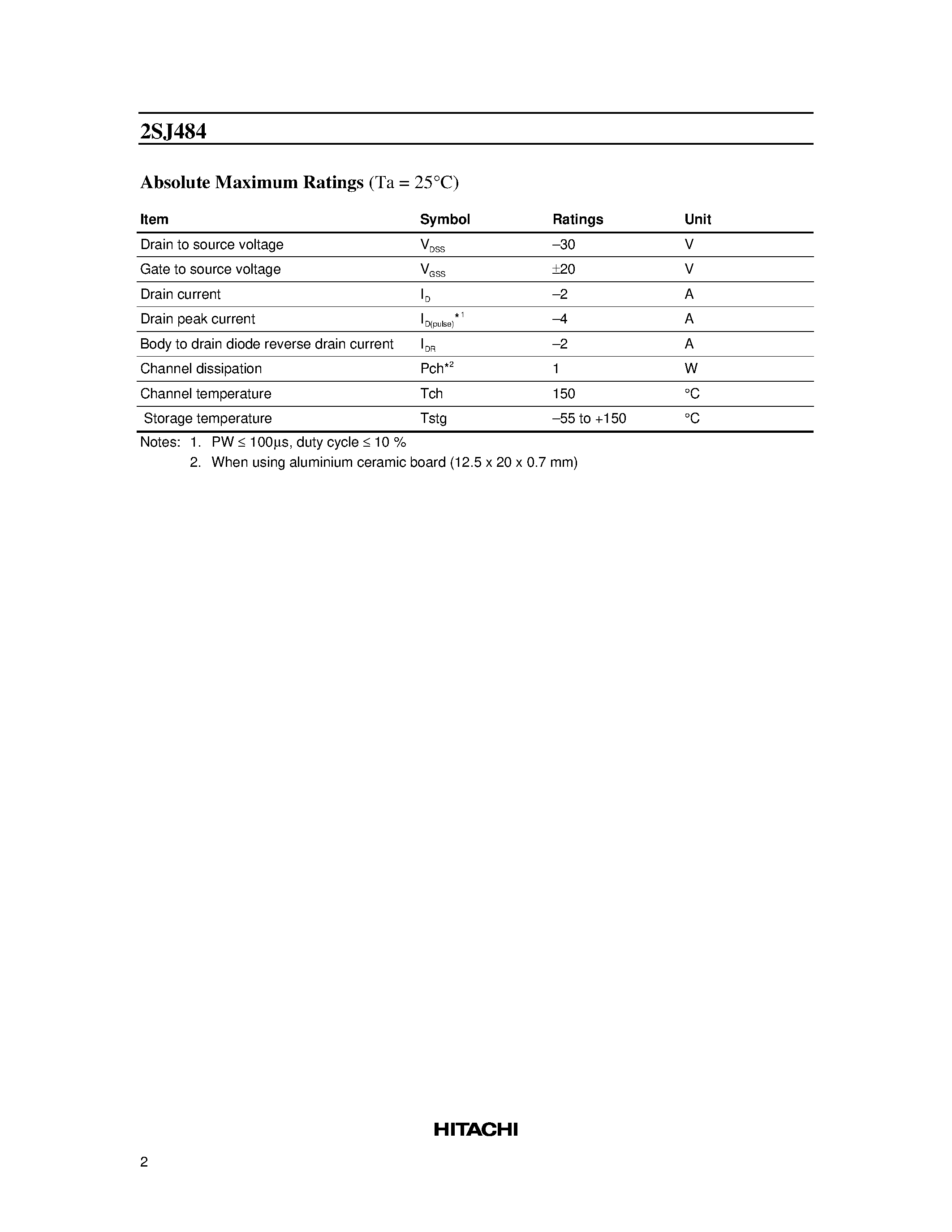 Datasheet 2SJ484 - Silicon P-Channel MOS FET High Speed Power Switching page 2