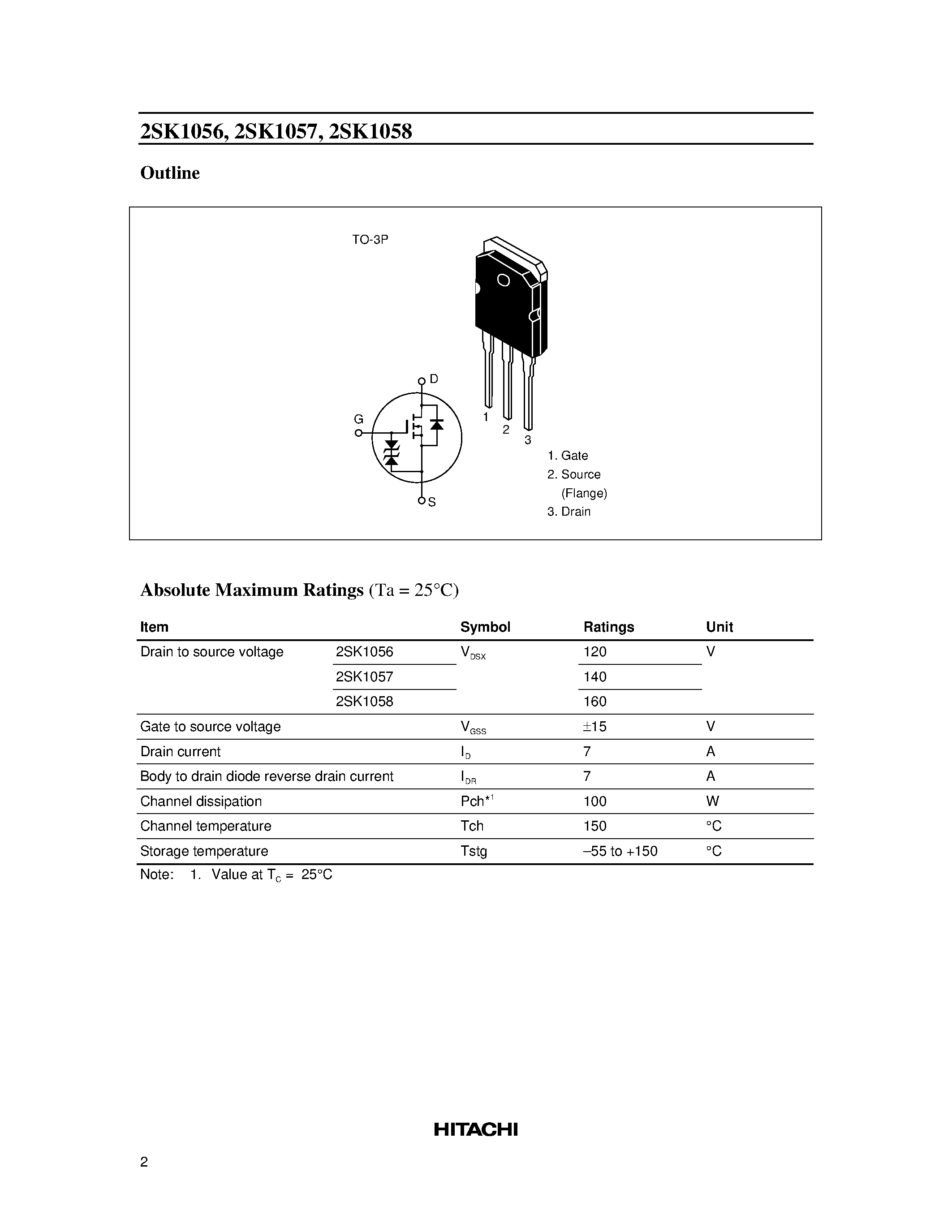 Даташит на микросхему 2SK1058 страница 2 Даташит 2SK1058 - Silicon N-Channel MOS FET страница 2