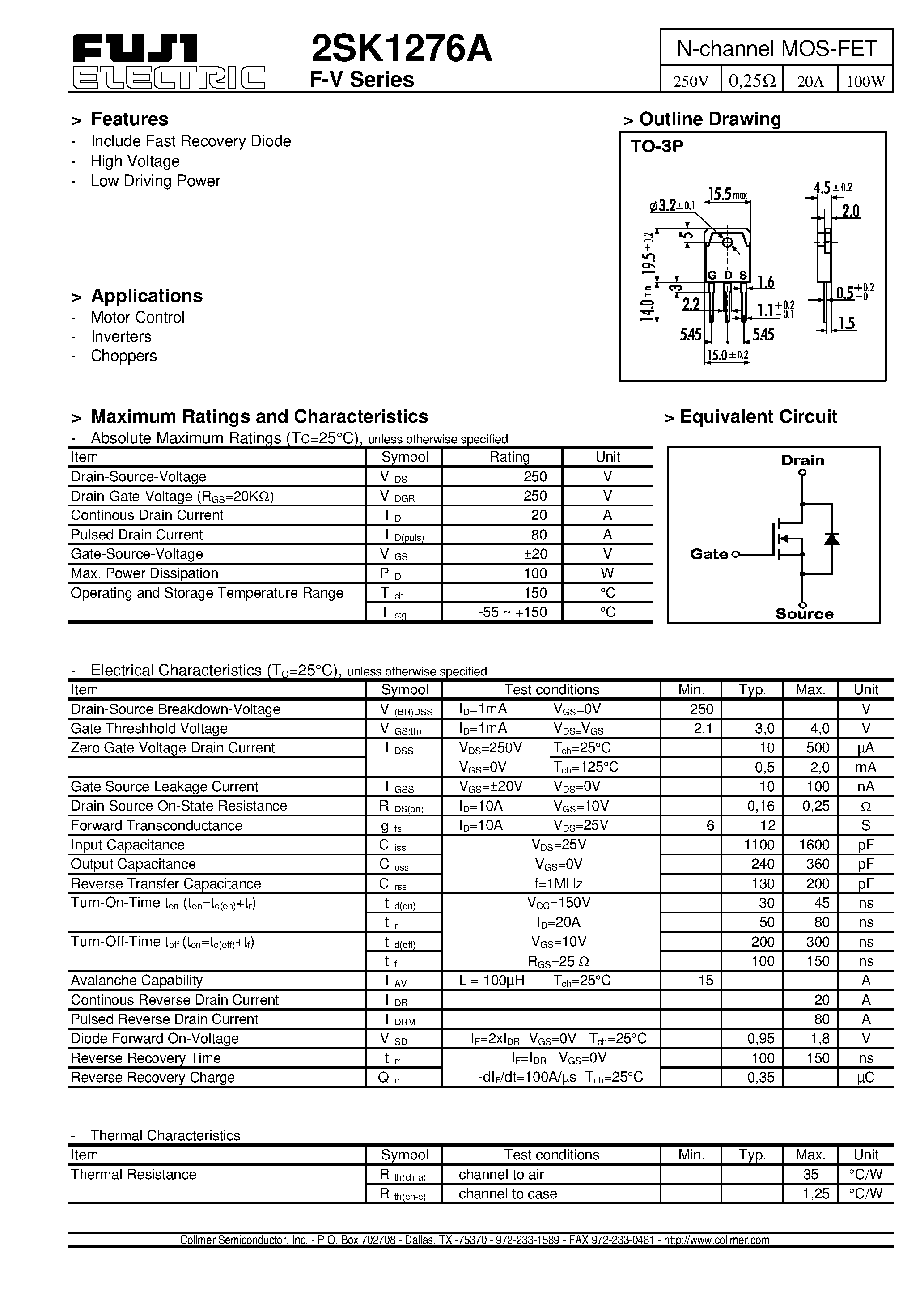 Даташит 2SK1276A - N-channel MOS-FET страница 1