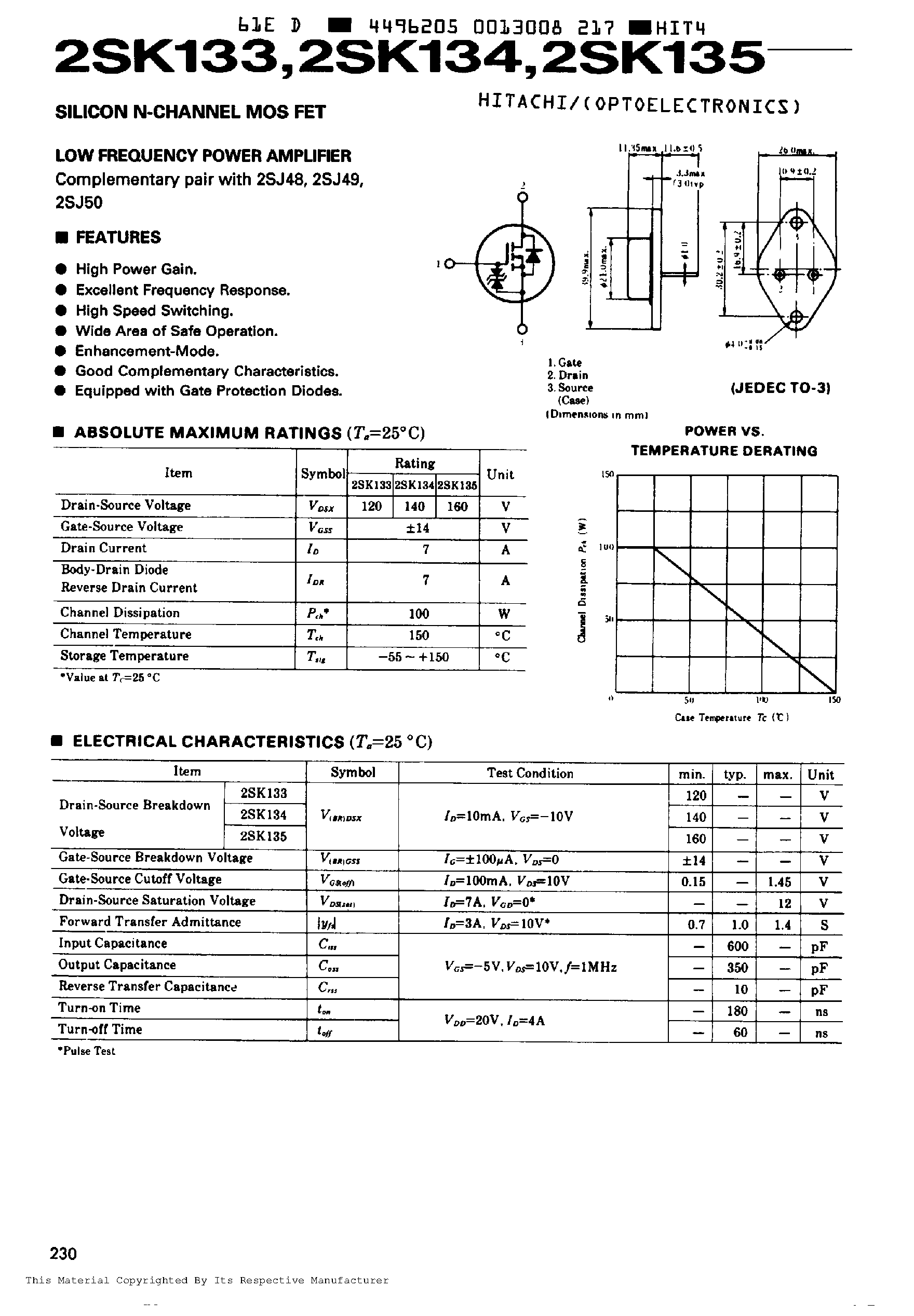 Даташит на микросхему 2SK134 страница 1 Даташит 2SK134 - LOW FREQUENCY POWER AMPLIFIER страница 1