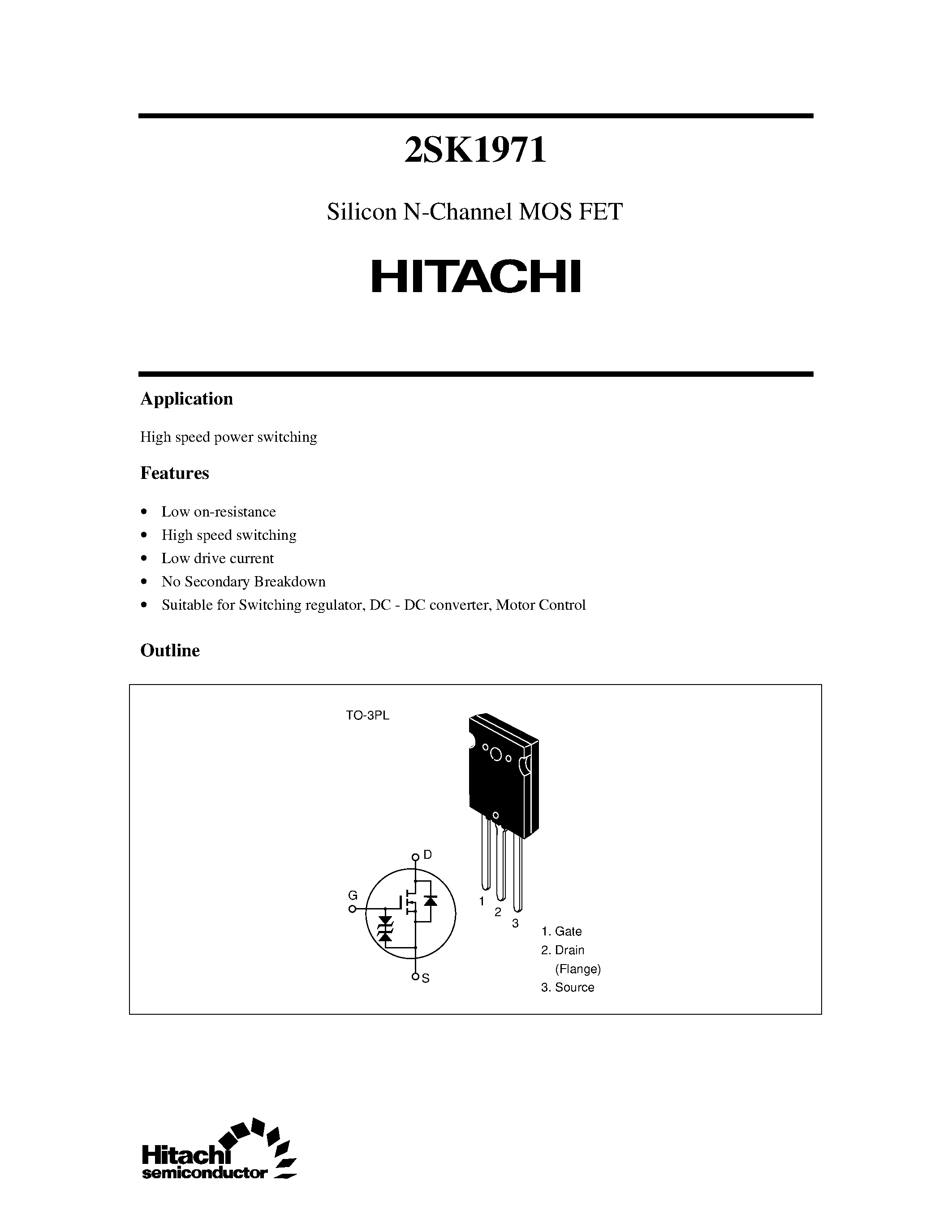 Datasheet 2SK1971 page 1 Datasheet 2SK1971 - Silicon N-Channel MOS FET page 1