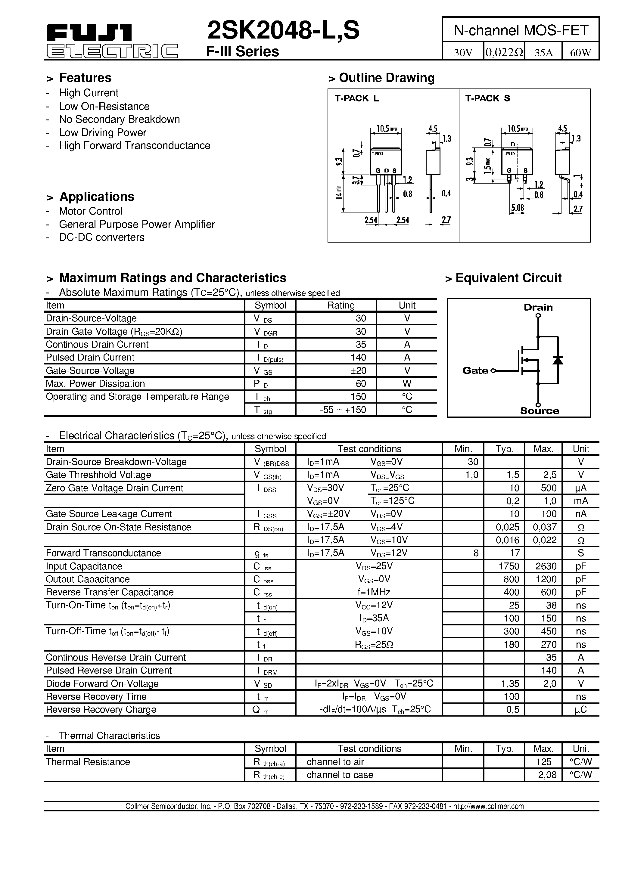 Даташит на микросхему 2SK2048-S страница 1 Даташит 2SK2048-S - N-channel MOS-FET страница 1