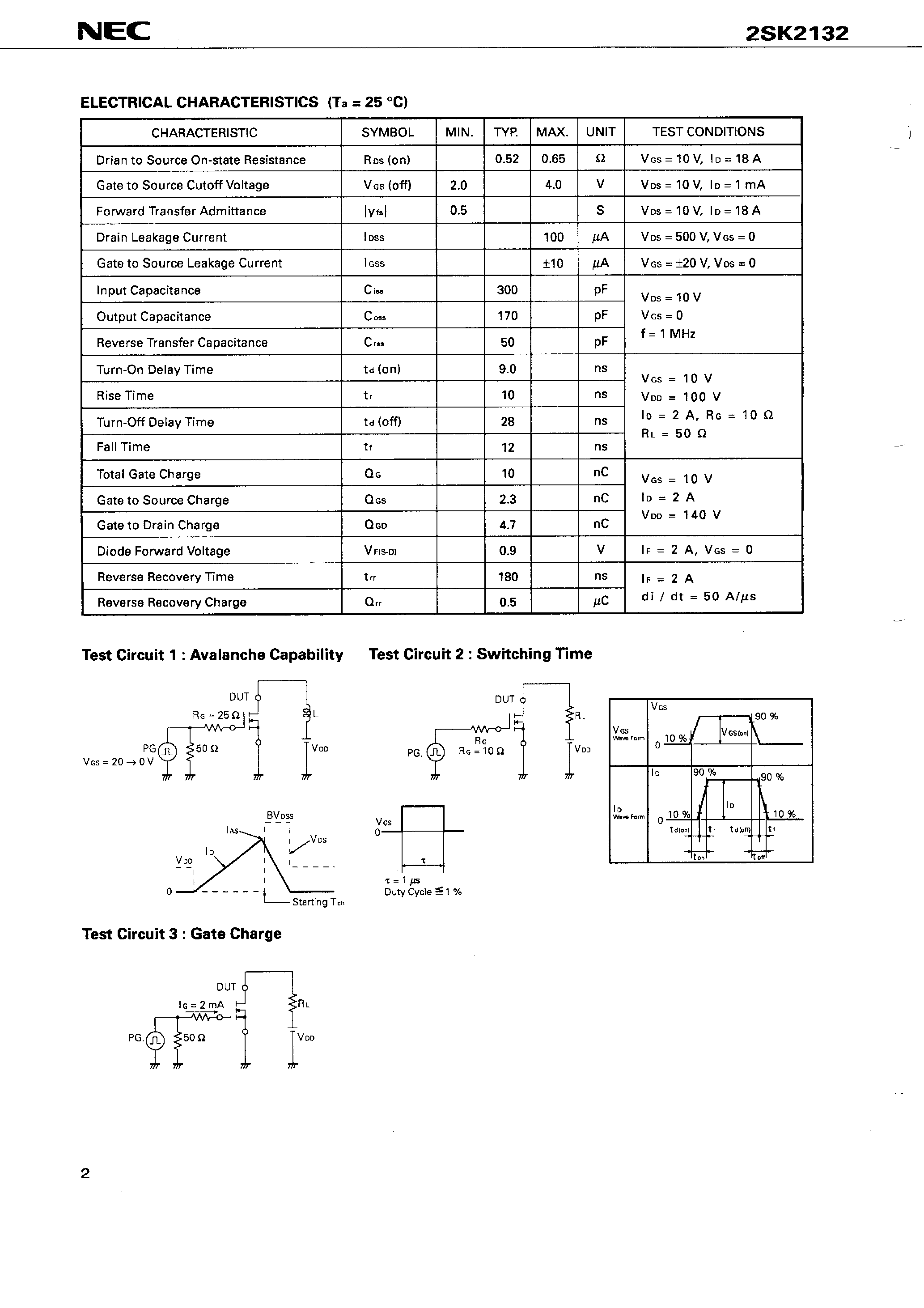 Даташит на микросхему 2SK2132 страница 2 Даташит 2SK2132 - SWITCHING N-CHANNEL POWER MOS FET INDUSTRIAL USE страница 2