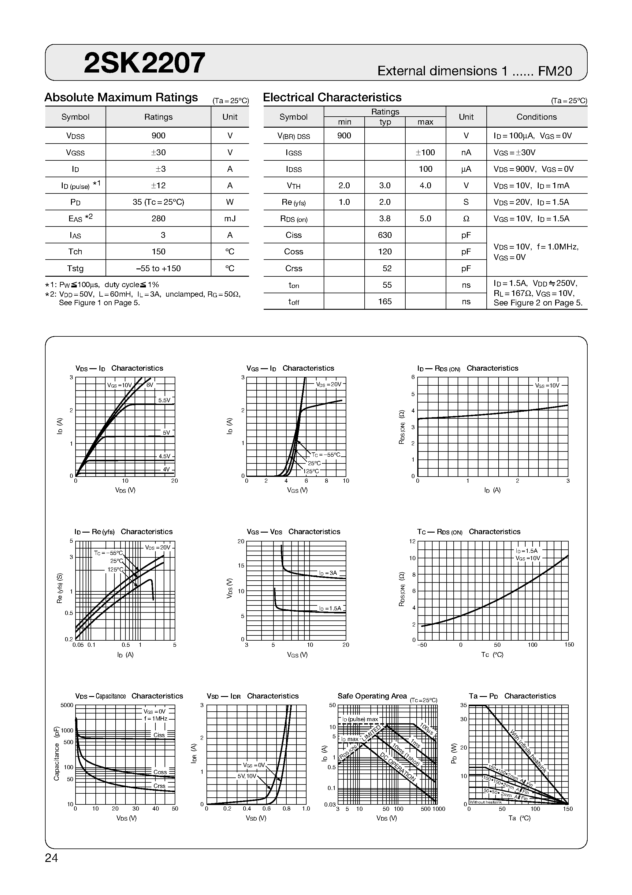 Datasheet 2SK2207 page 1 Datasheet 2SK2207 - MOSFET page 1