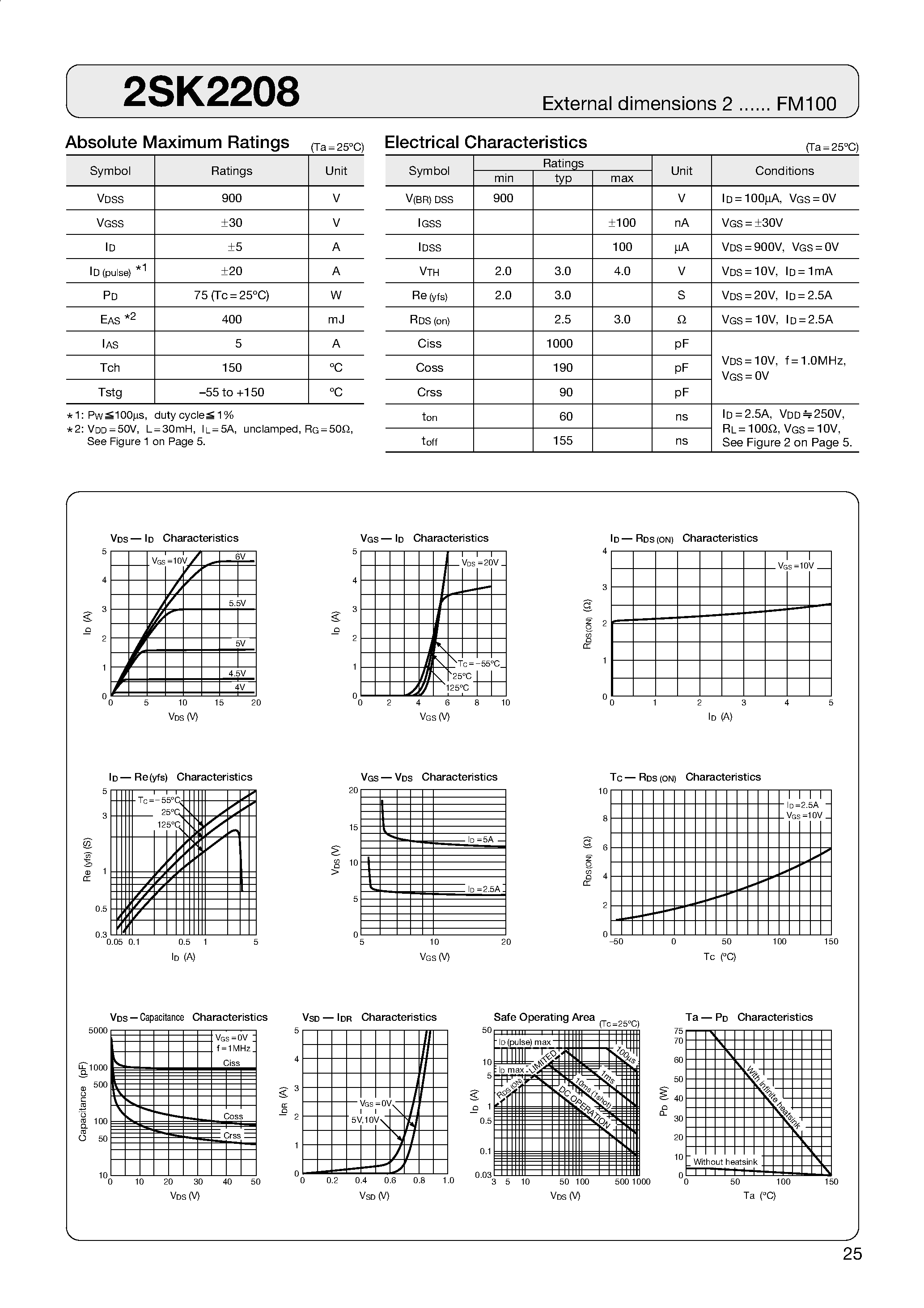 Datasheet 2SK2208 page 1 Datasheet 2SK2208 - MOSFET page 1