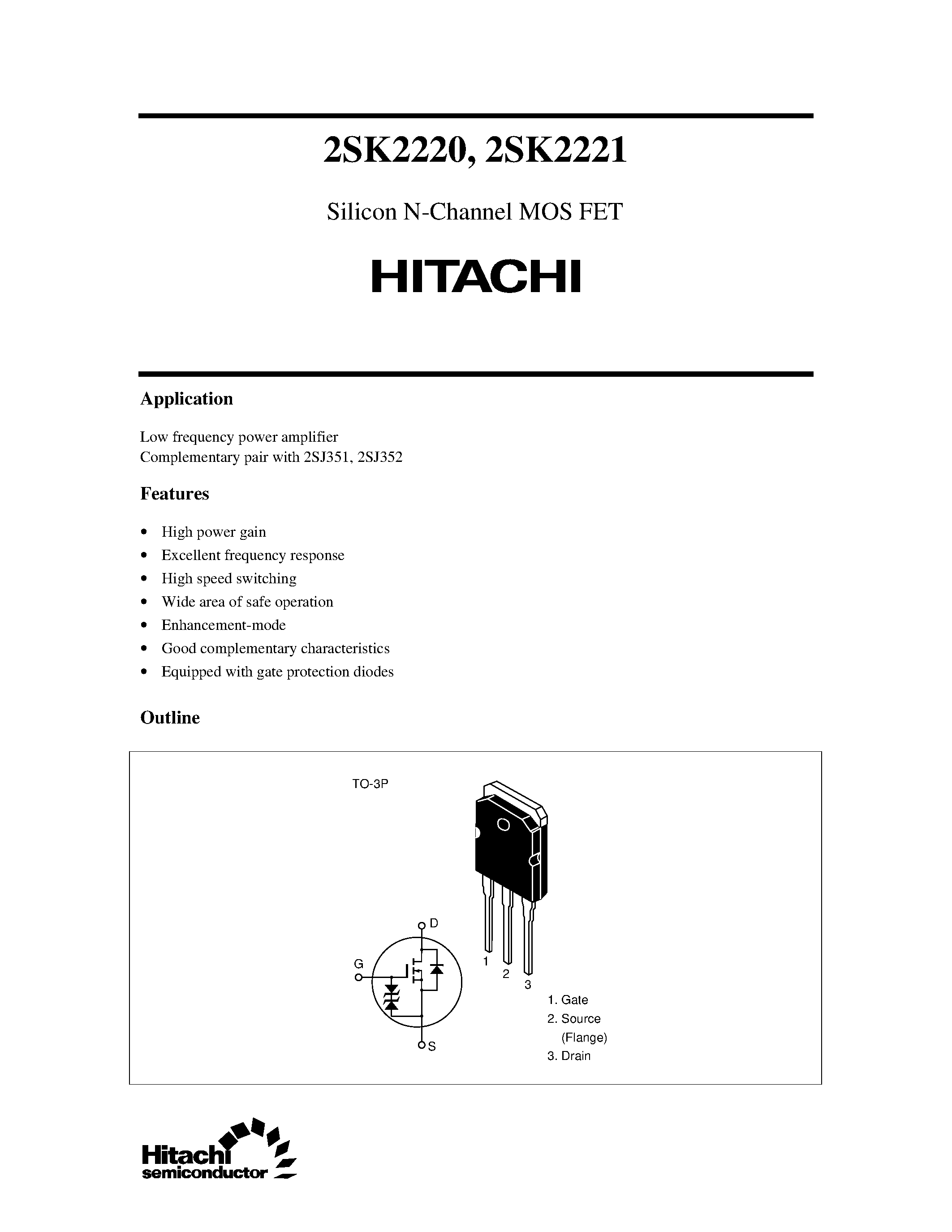 Даташит 2SK2221 - Silicon N-Channel MOS FET страница 1