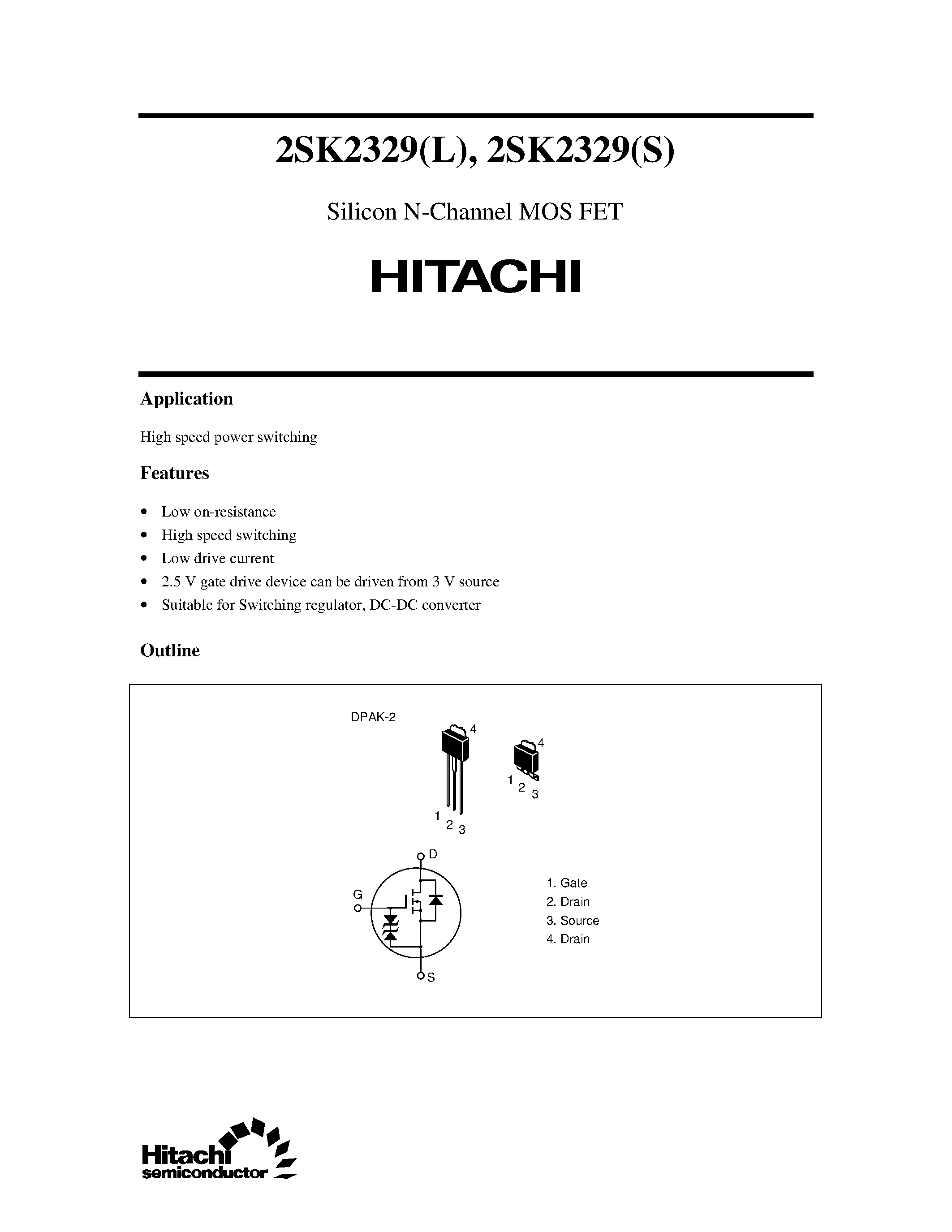 Datasheet 2SK2329S - Silicon N-Channel MOS FET page 1
