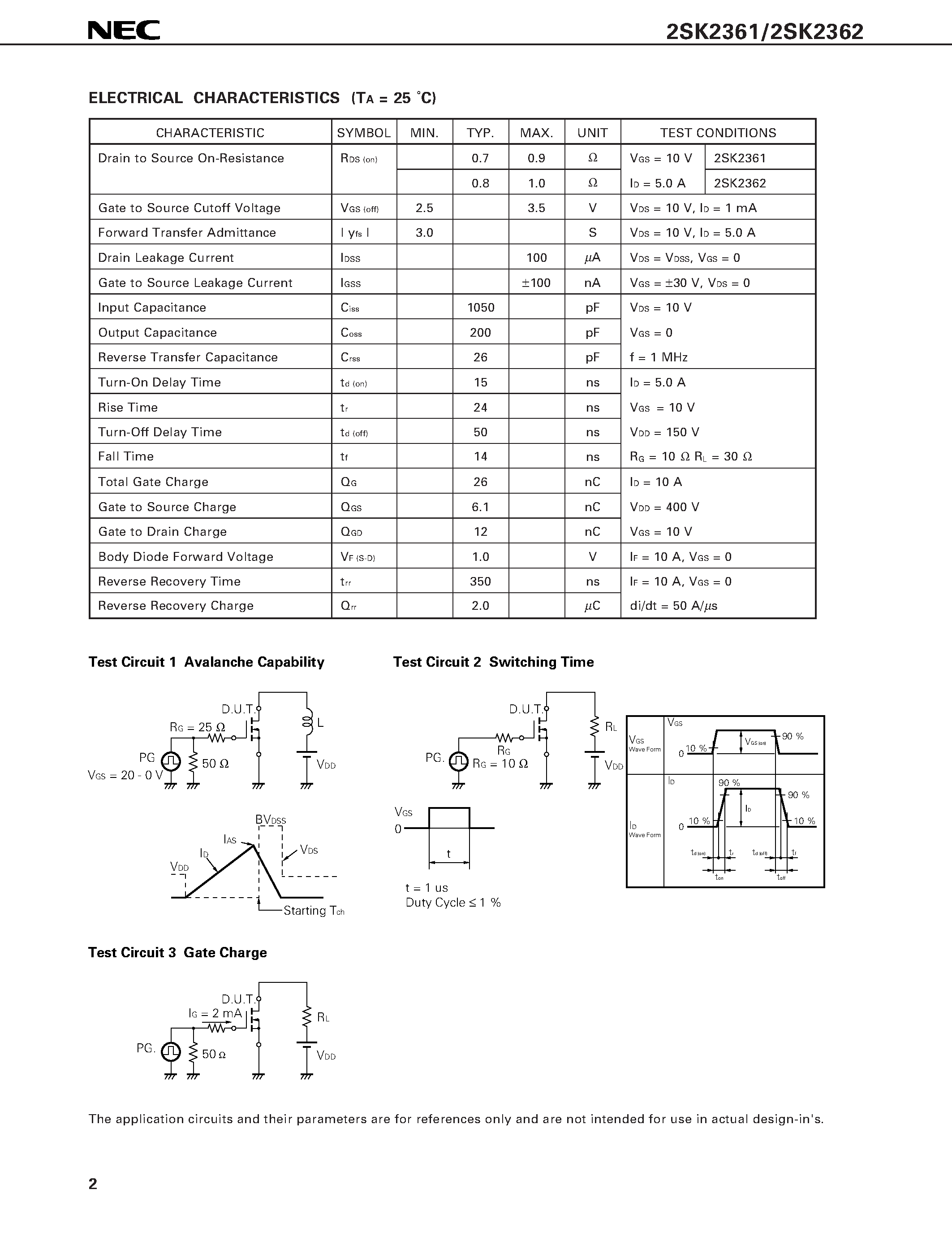 Datasheet 2SK2362 page 2 Datasheet 2SK2362 - SWITCHING N-CHANNEL POWER MOS FET INDUSTRIAL USE page 2