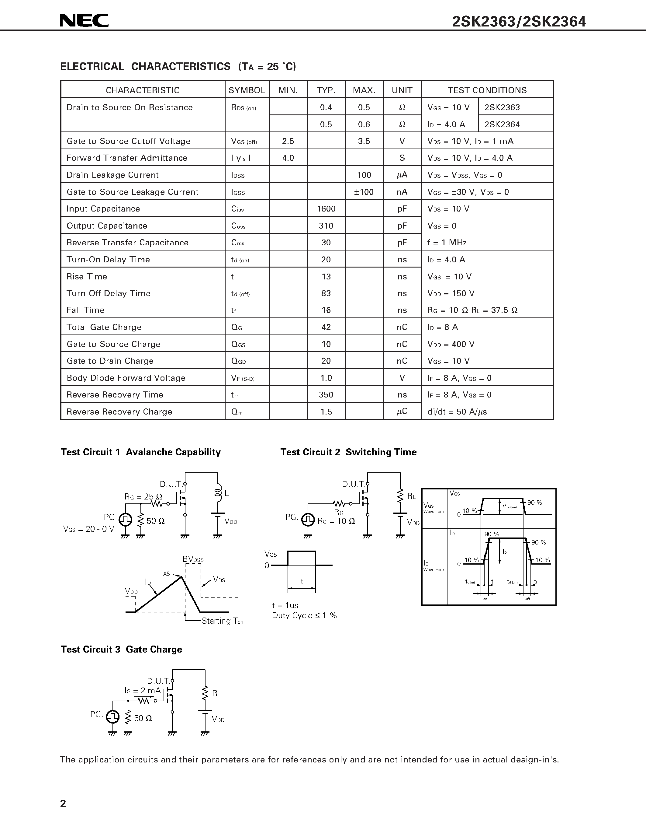 Datasheet 2SK2364 - SWITCHING N-CHANNEL POWER MOS FET INDUSTRIAL USE page 2