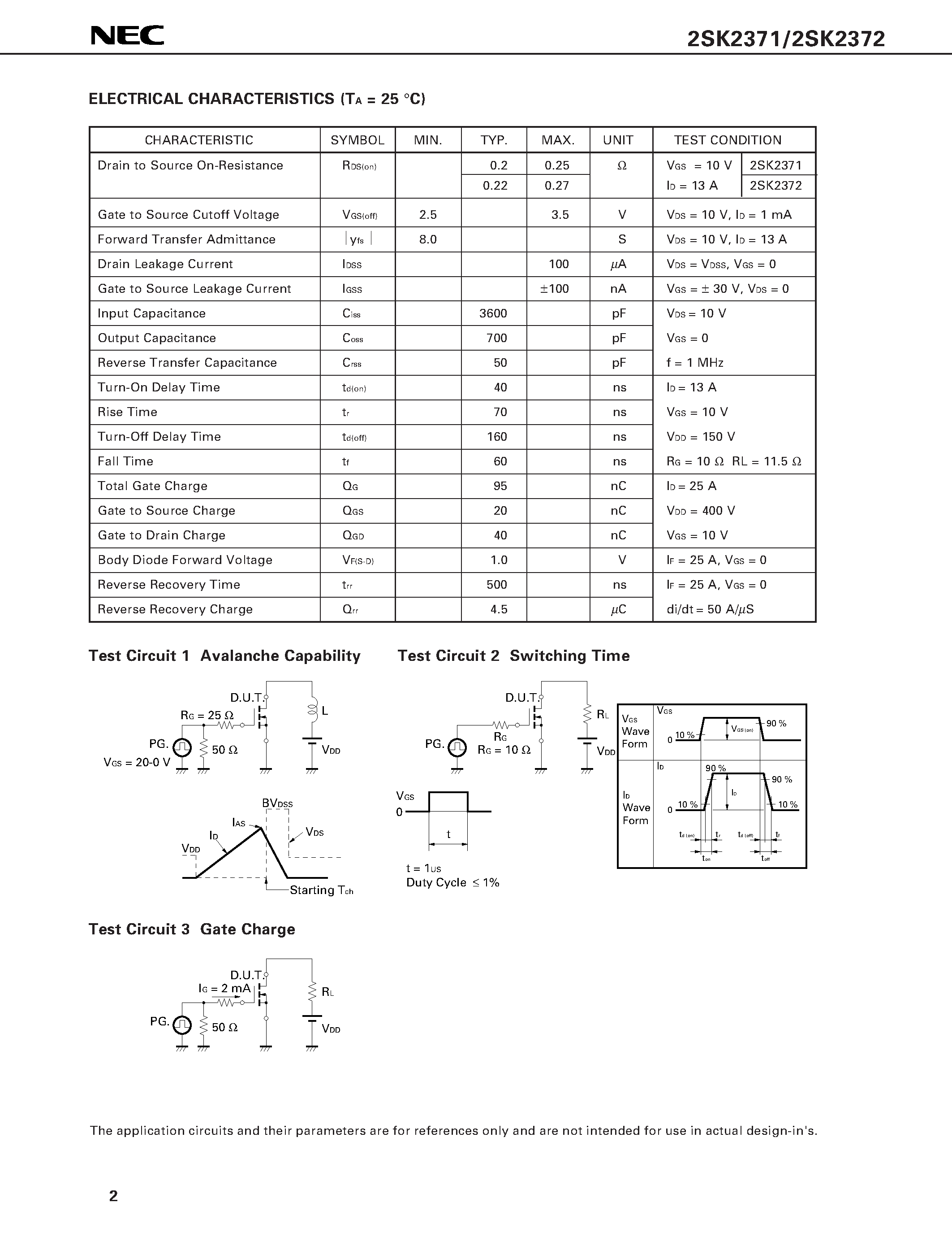 Datasheet 2SK2372 - SWITCHING N-CHANNEL POWER MOS FET INDUSTRIAL USE page 2