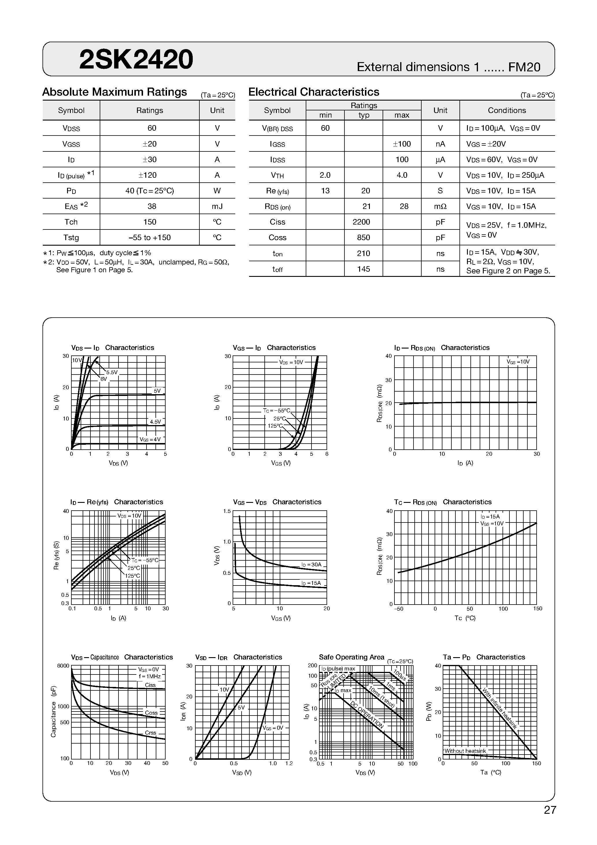 Datasheet 2SK2420 - MOSFET page 1