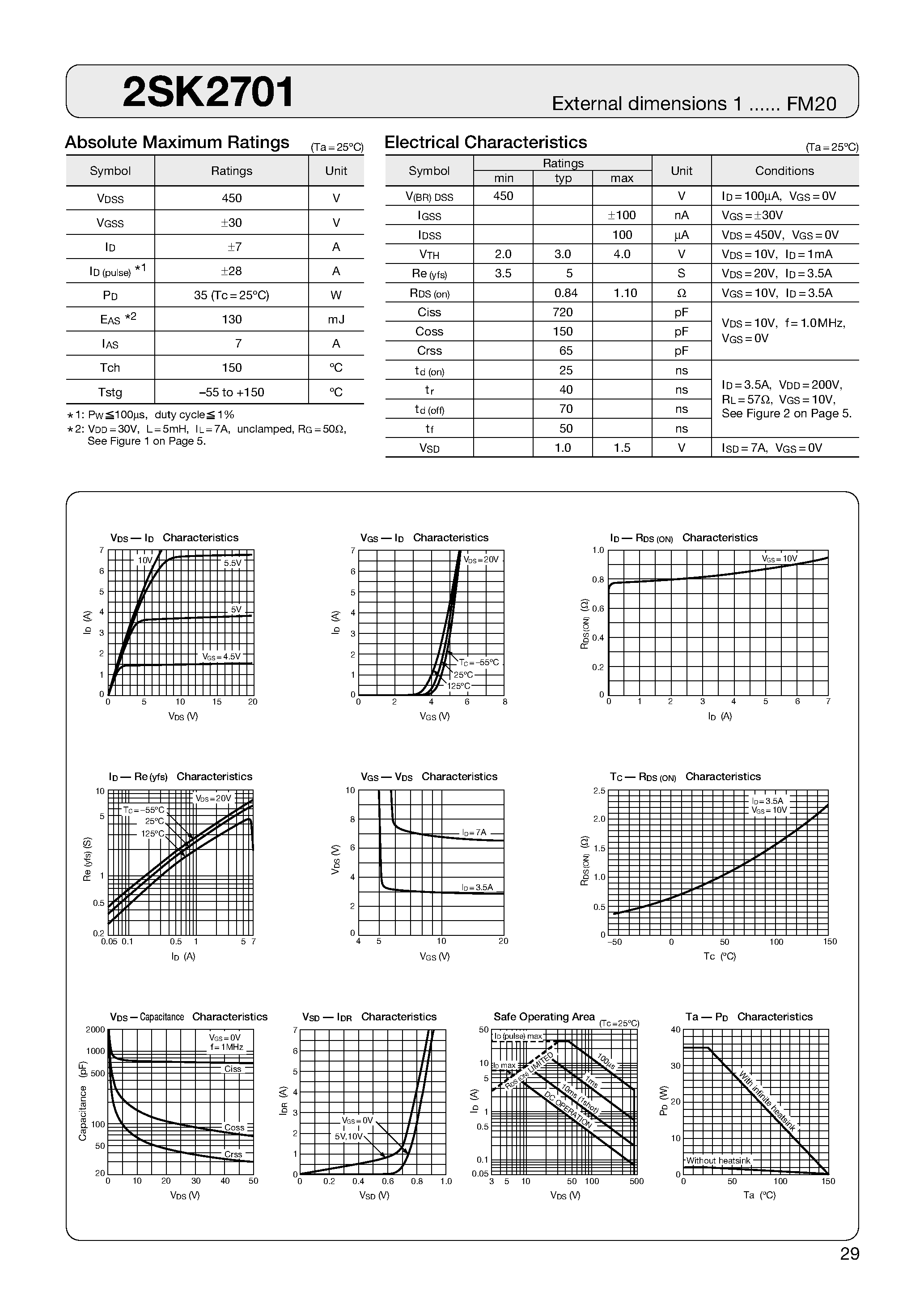 Datasheet 2SK2701 - MOSFET page 1
