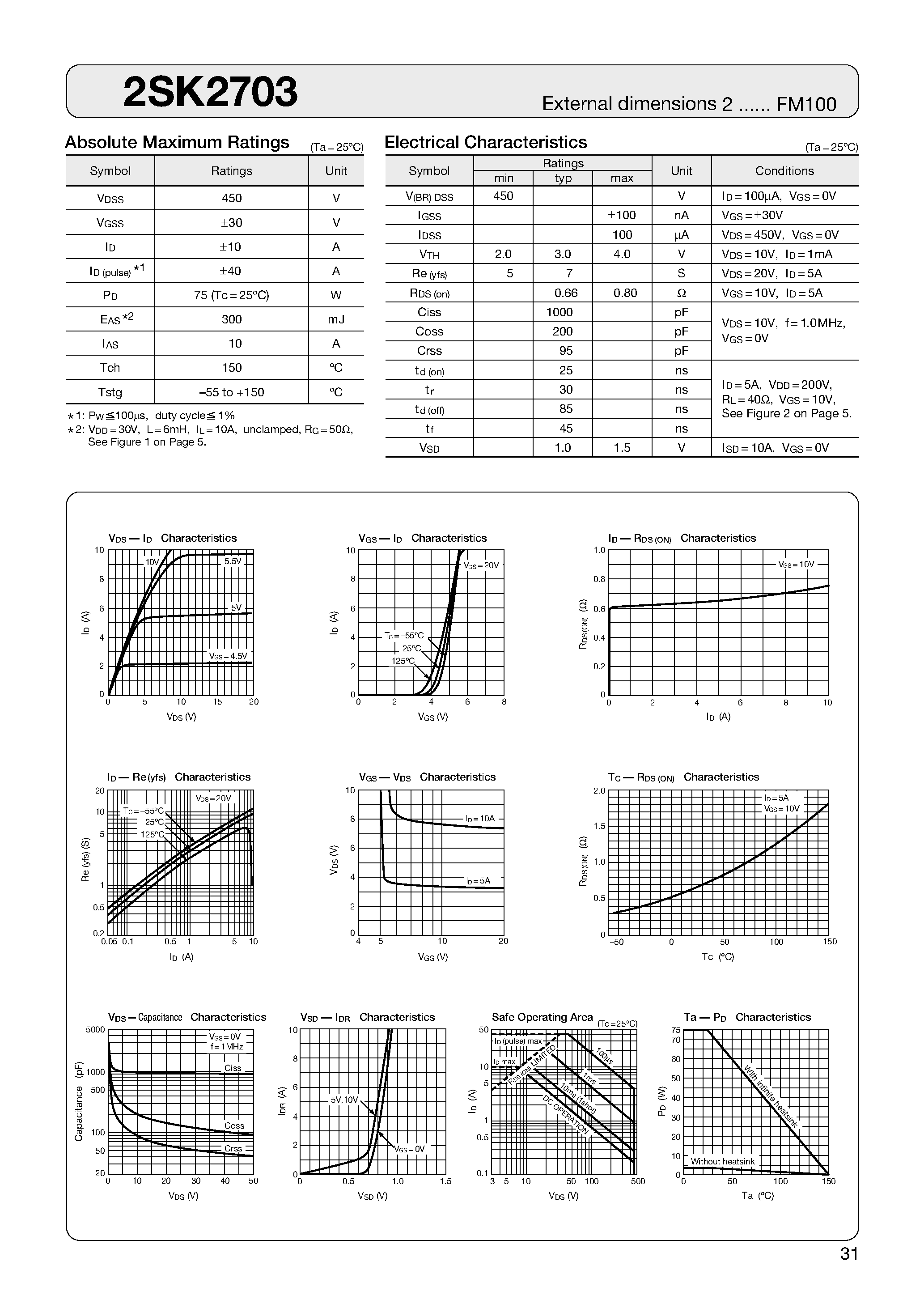Datasheet 2SK2703 - MOSFET page 1