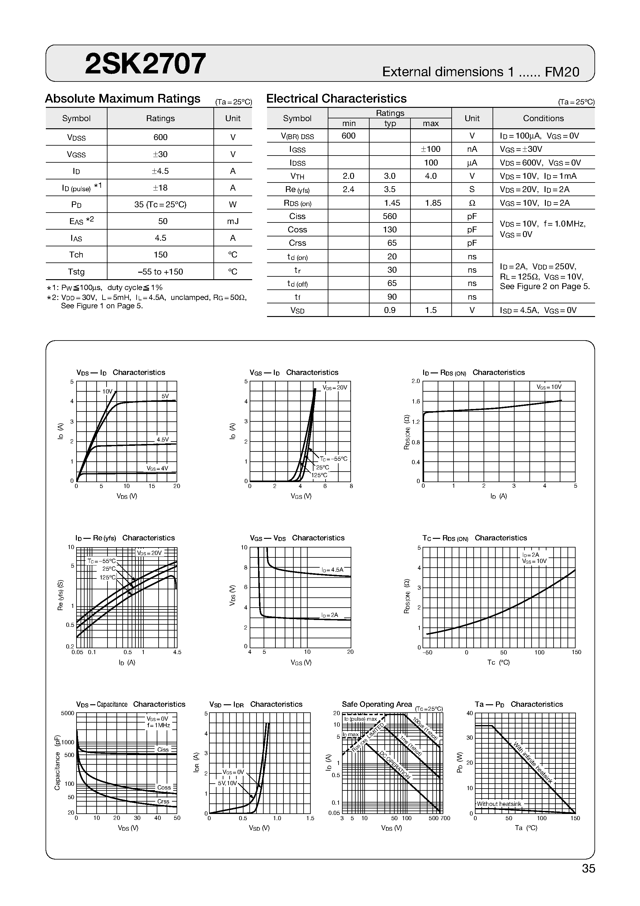 Datasheet 2SK2707 - MOSFET page 1