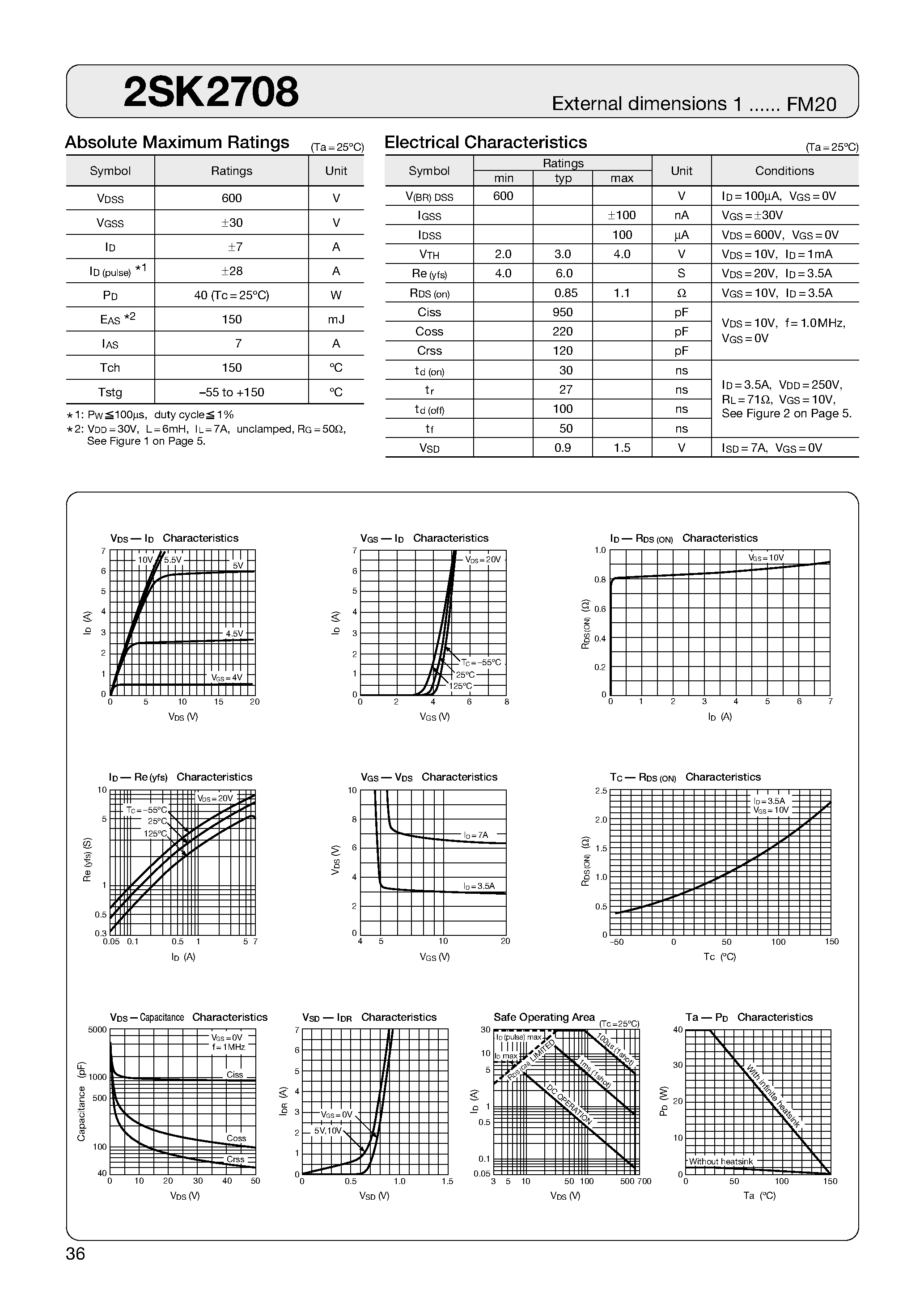 Даташит 2SK2708 - MOSFET страница 1