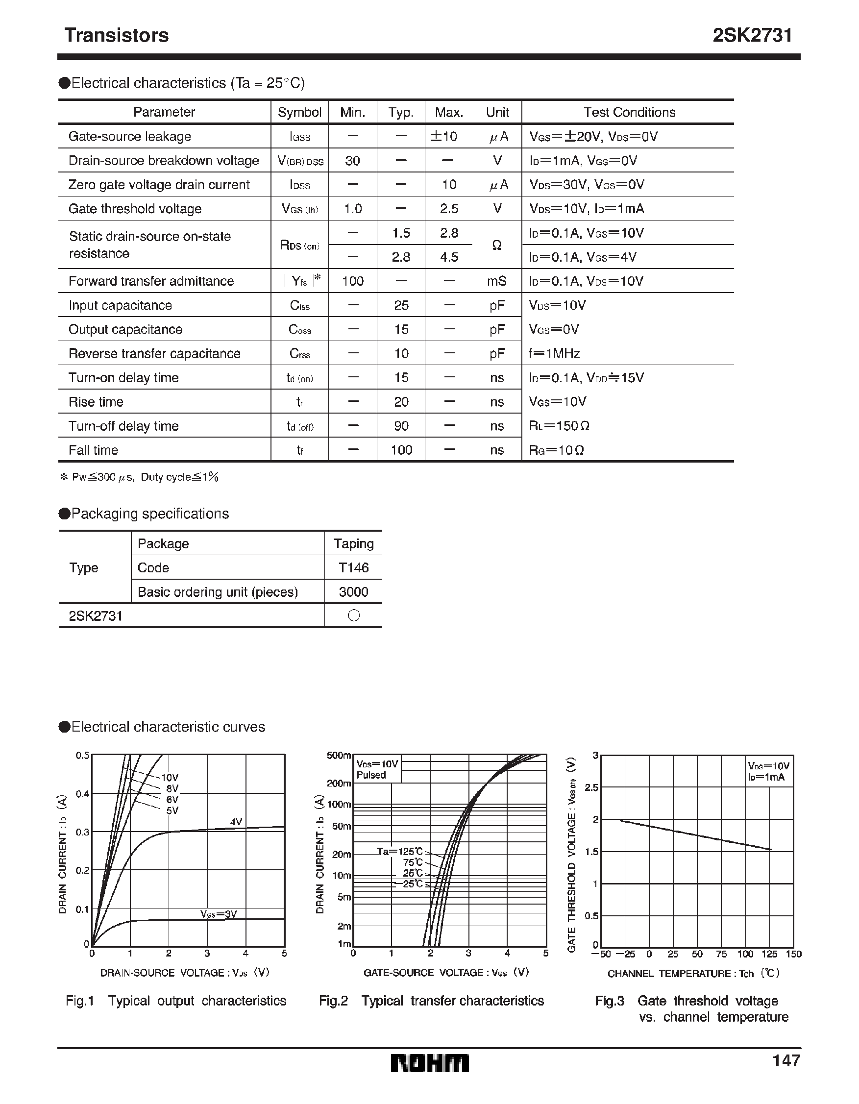 Datasheet 2SK2731 - Interface and switching (30V/ 200mA) page 2
