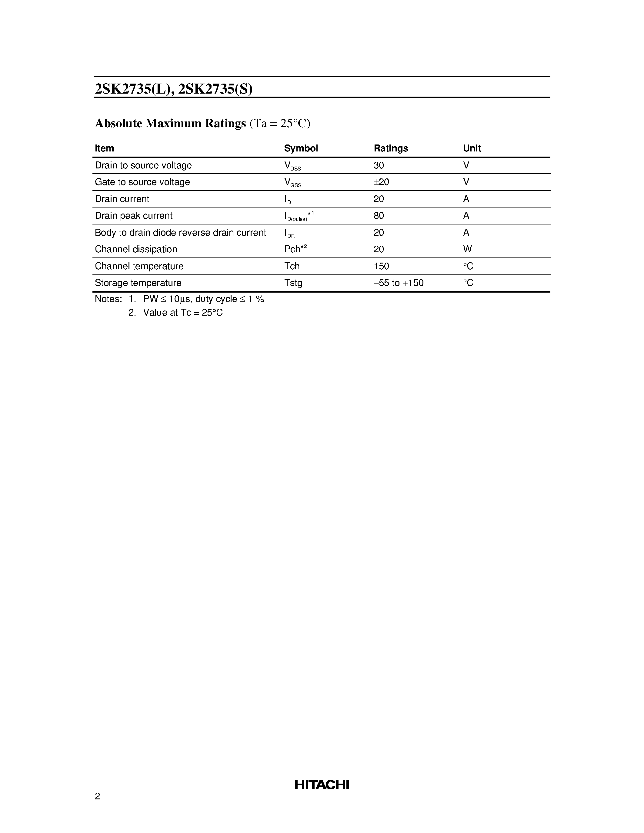 Даташит 2SK2735S - Silicon N Channel MOS FET High Speed Power Switching страница 2