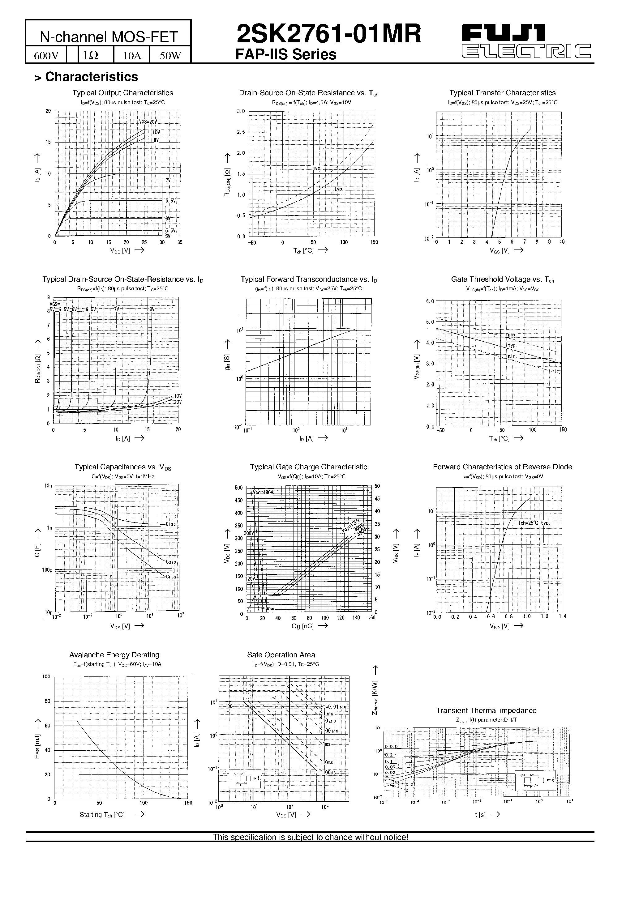 Datasheet 2SK2761-01MR - N-channel MOS-FET page 2