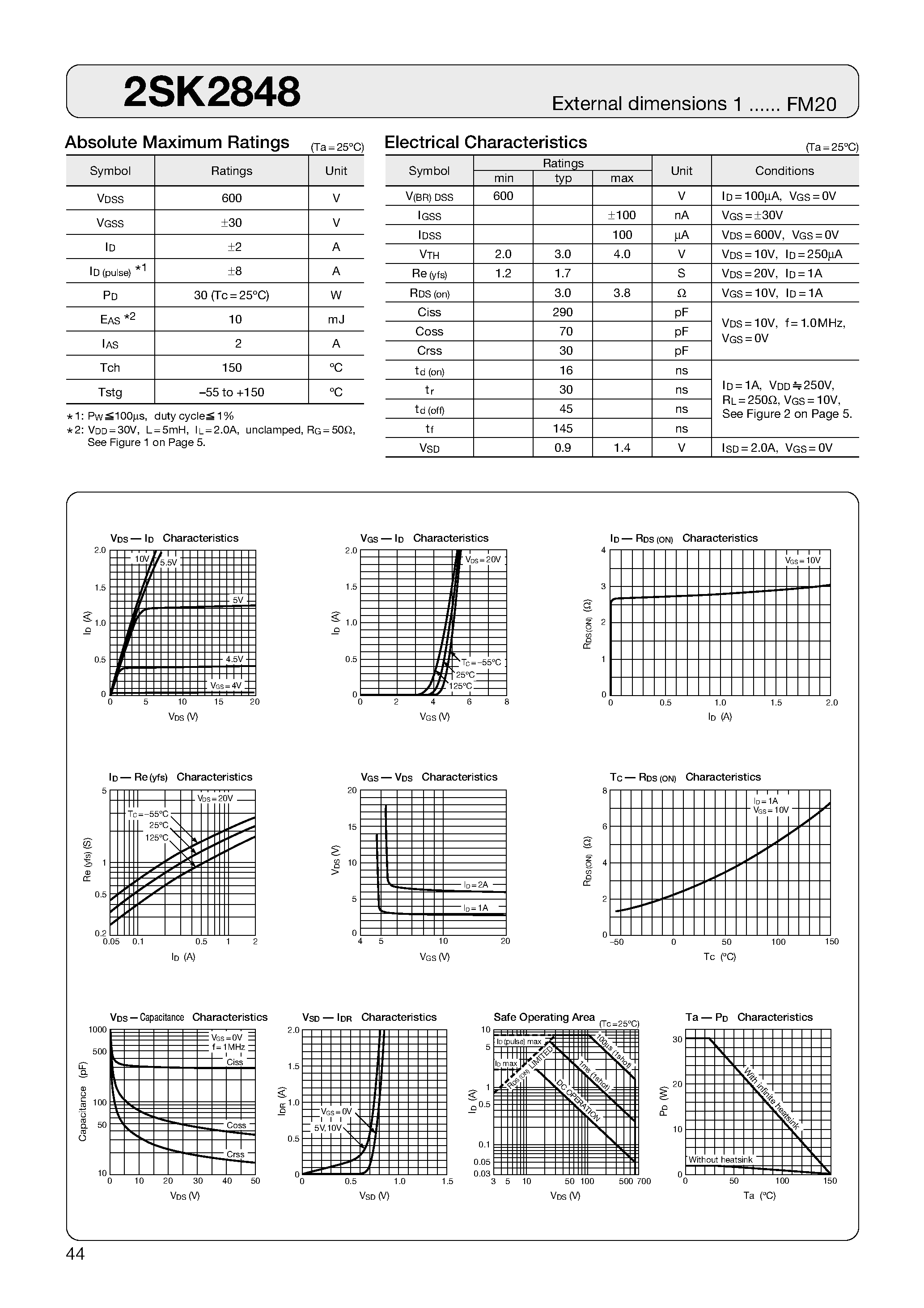 Datasheet 2SK2848 - MOSFET page 1