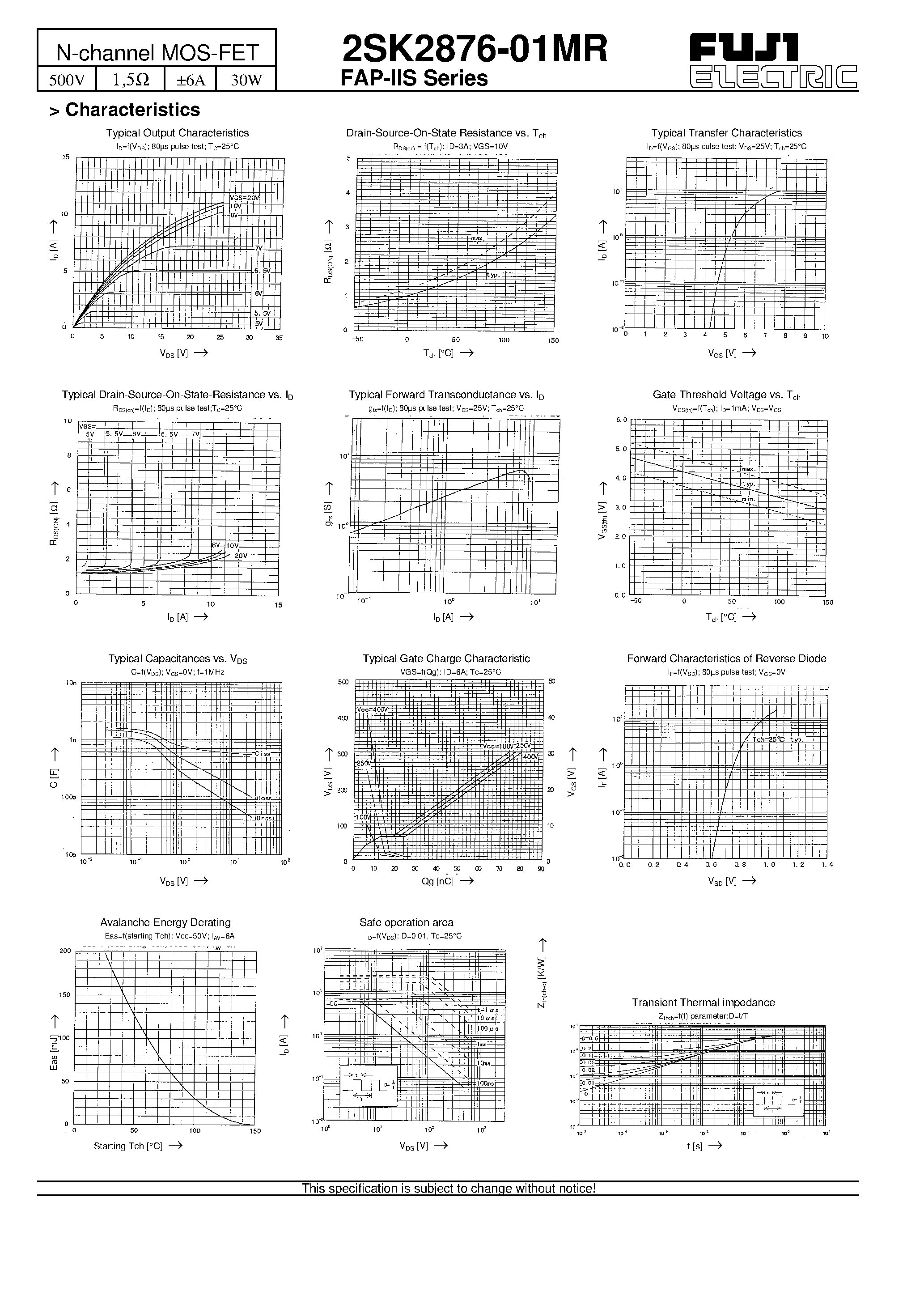 Datasheet 2SK2876-01MR - N-channel MOS-FET page 2