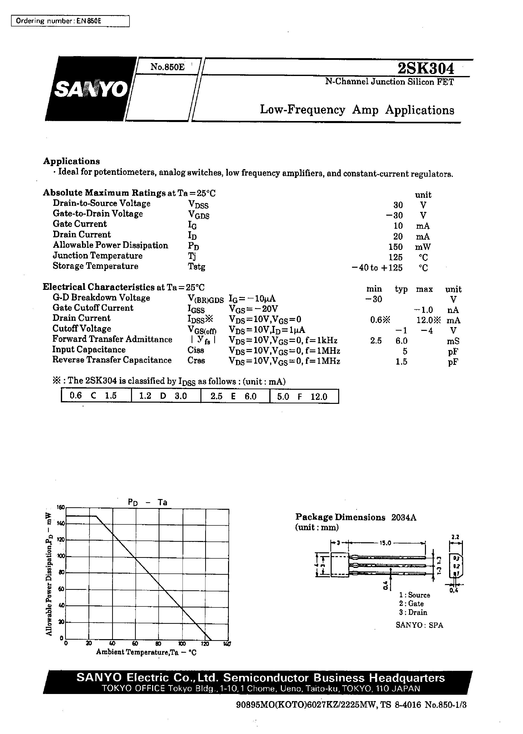 Даташит 2SK30 - Low-Frequency Amp Applications страница 1