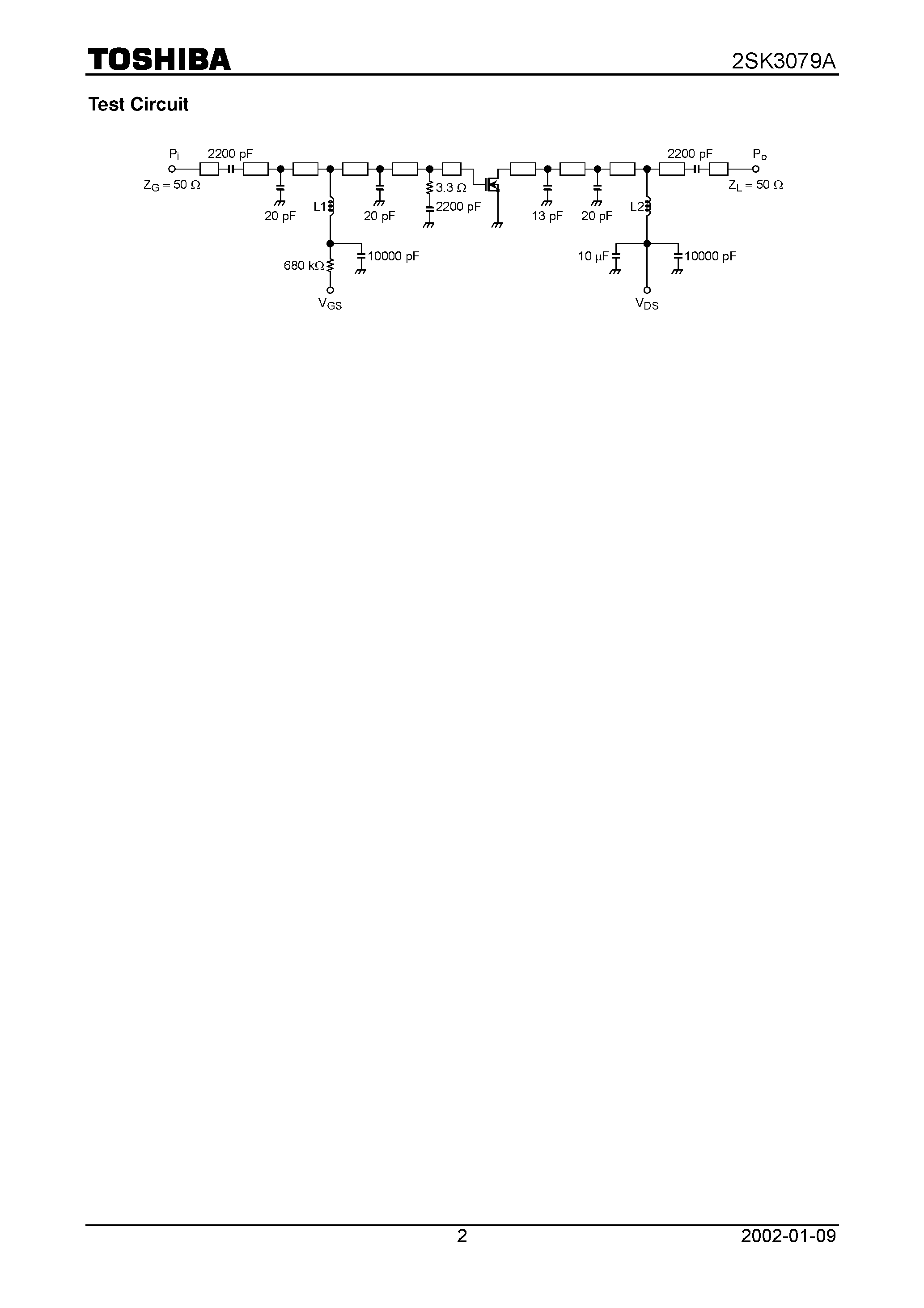 Datasheet 2SK3079A page 2 Datasheet 2SK3079A - TOSHIBA Field Effect Transistor Silicon N Channel MOS Type page 2