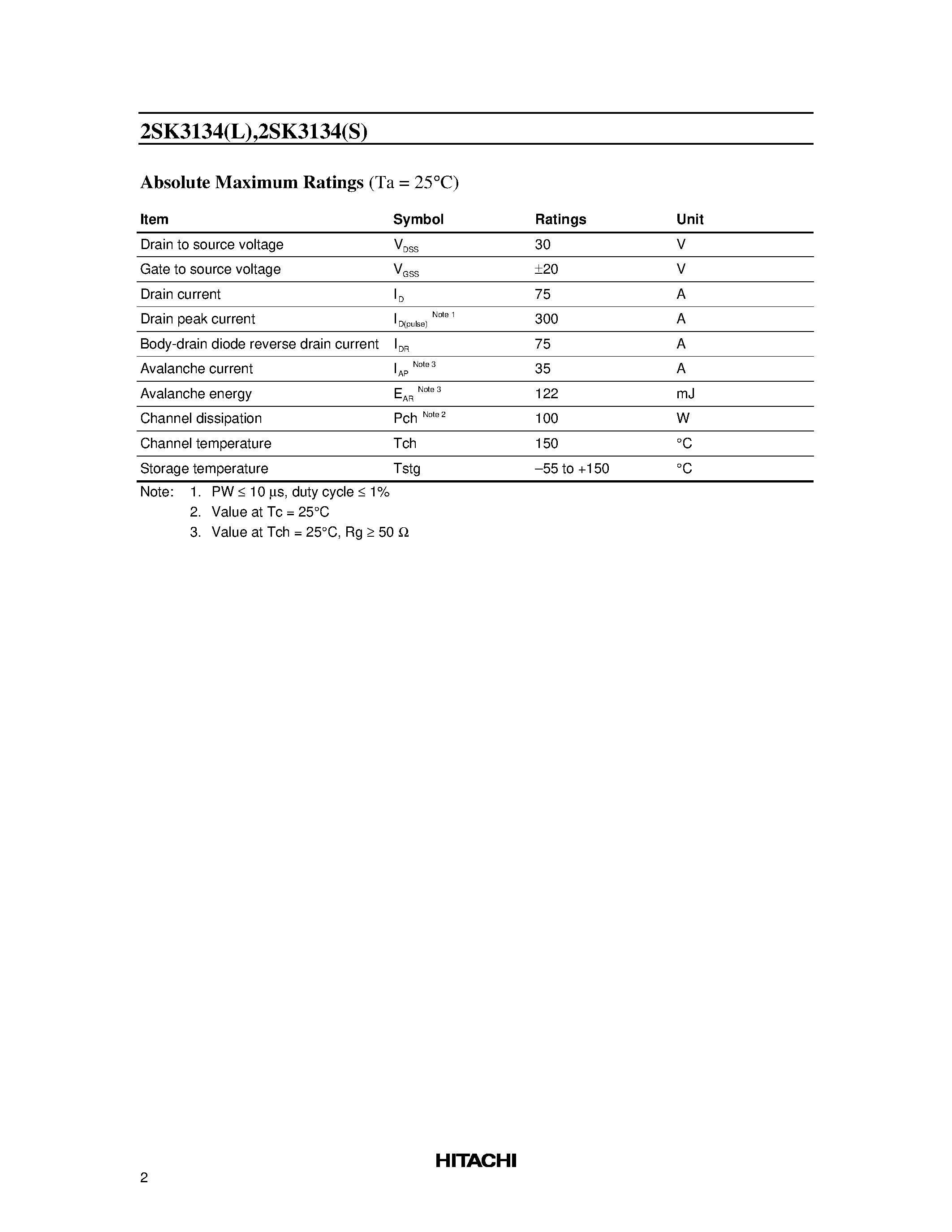 Datasheet 2SK3134 - Silicon N Channel MOS FET High Speed Power Switching page 2