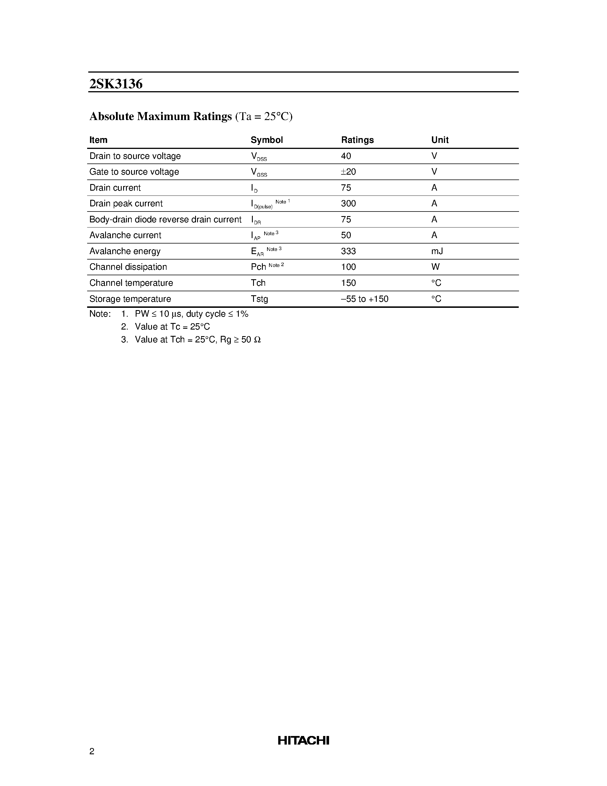 Datasheet 2SK3136 - Silicon N Channel MOS FET High Speed Power Switching page 2