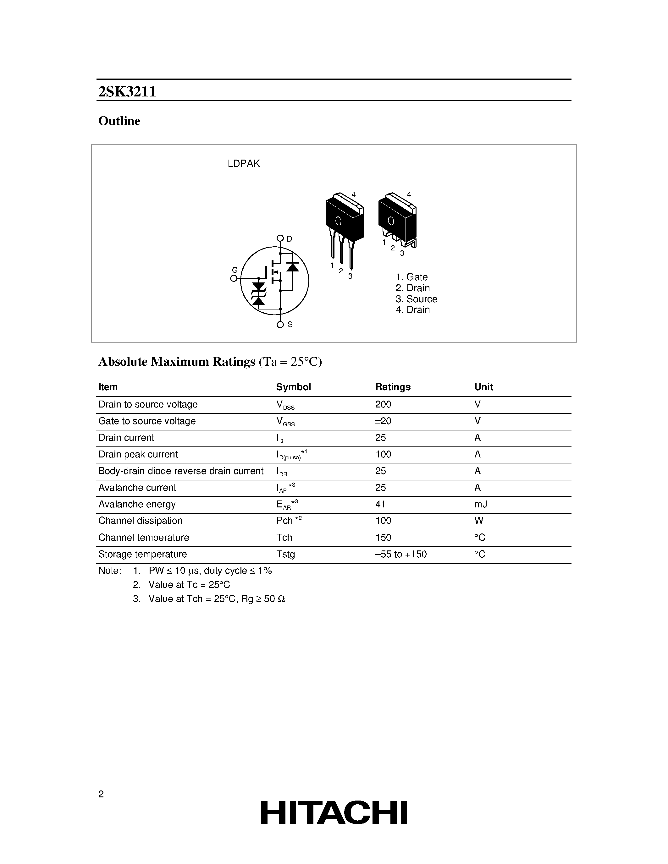 Datasheet 2SK3211 - Silicon N Channel MOS FET High Speed Power Switching page 2