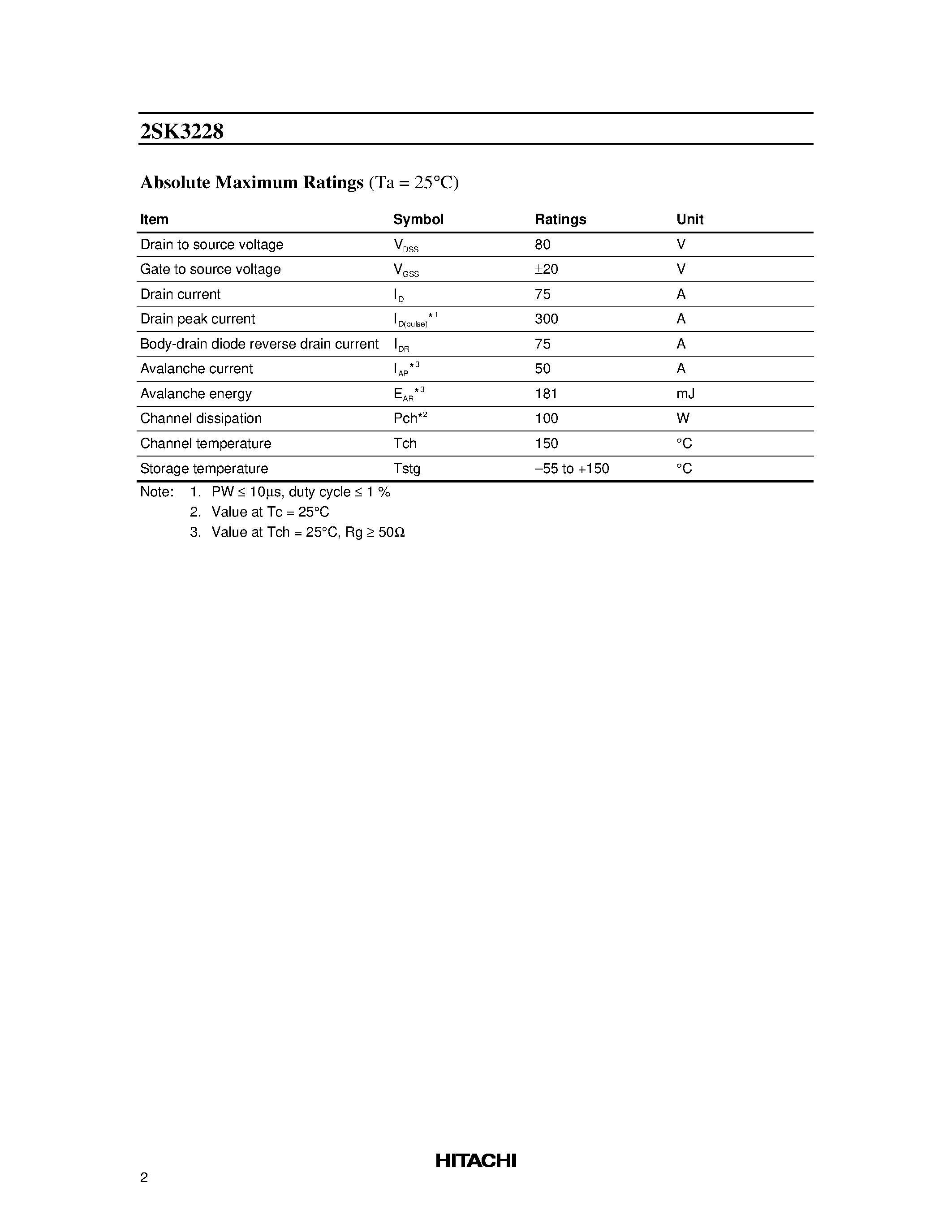 Datasheet 2SK3228 - Silicon N Channel MOS FET High Speed Power Switching page 2