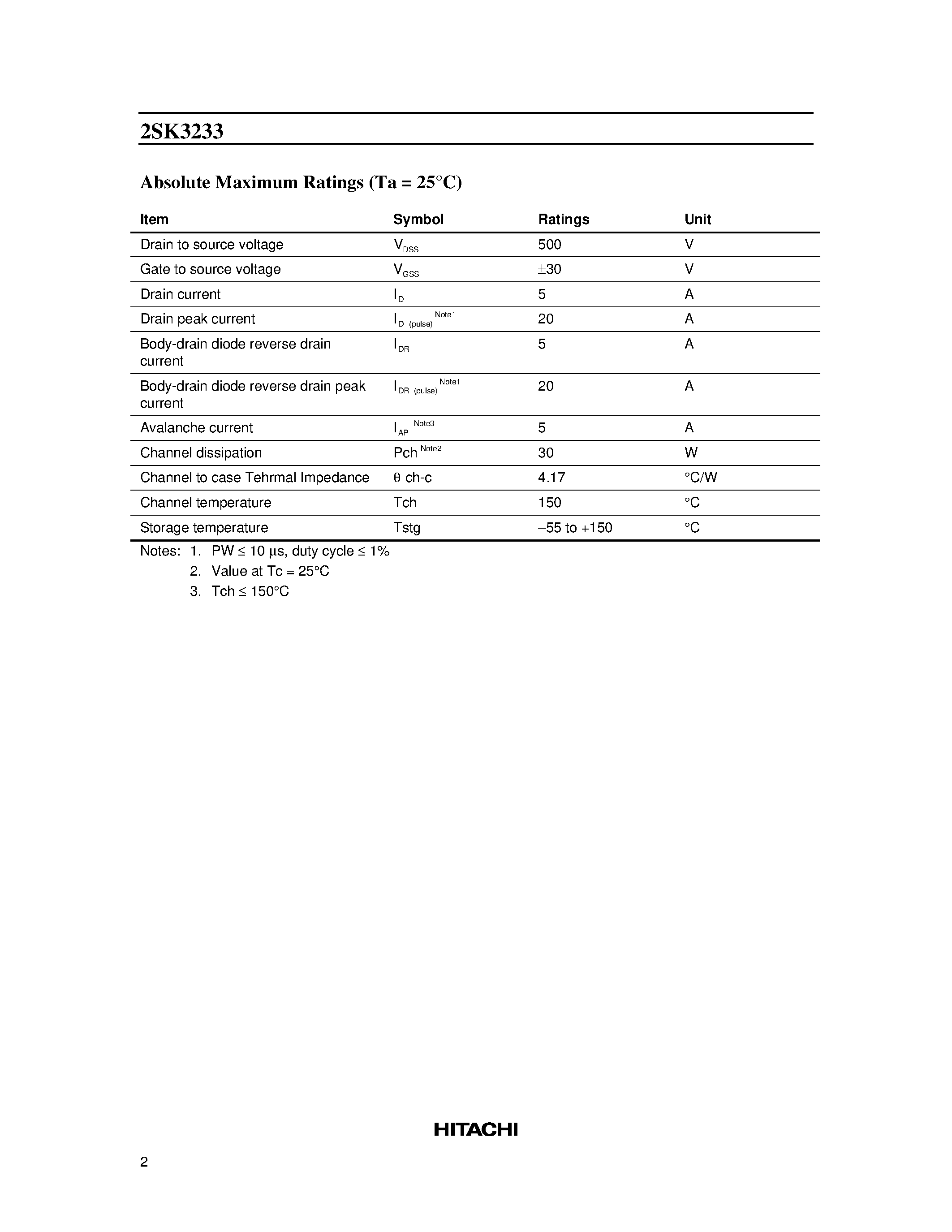 Datasheet 2SK3233 - Silicon N Channel MOS FET High Speed Power Switching page 2