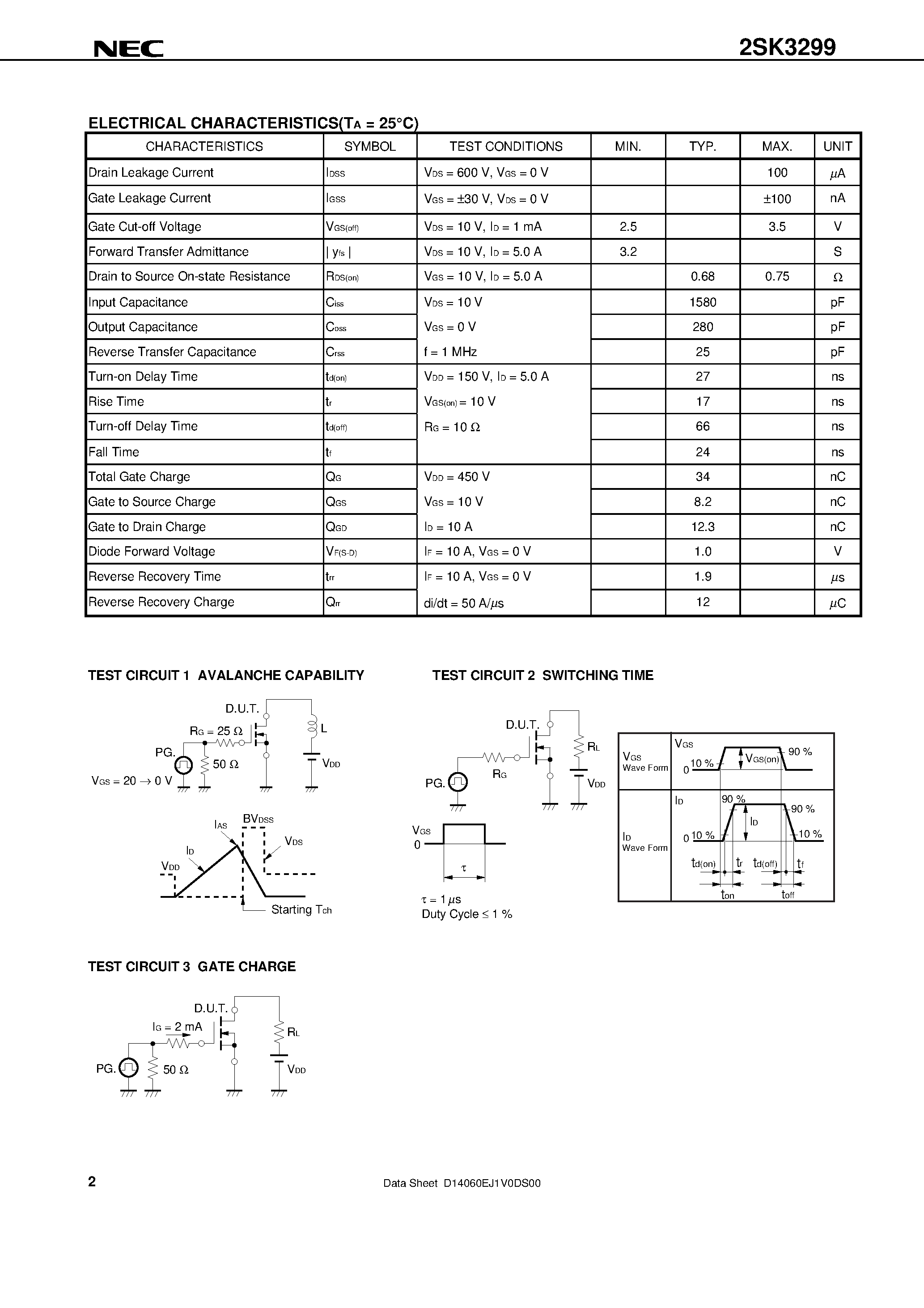 Datasheet 2SK3299-ZJ - SWITCHING N-CHANNEL POWER MOS FET INDUSTRIAL USE page 2