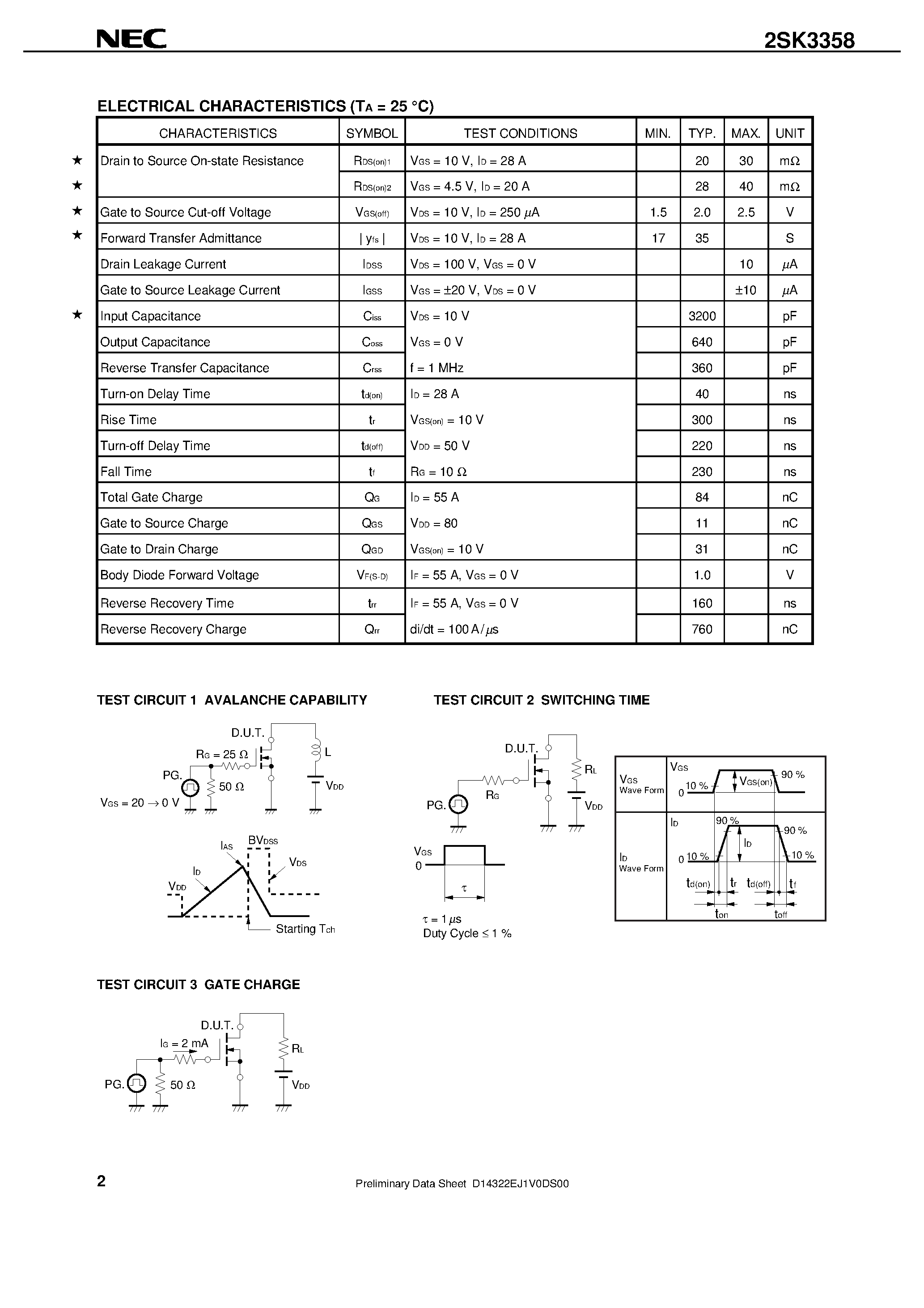 Datasheet 2SK3358-S - SWITCHING N-CHANNEL POWER MOS FET INDUSTRIAL USE page 2